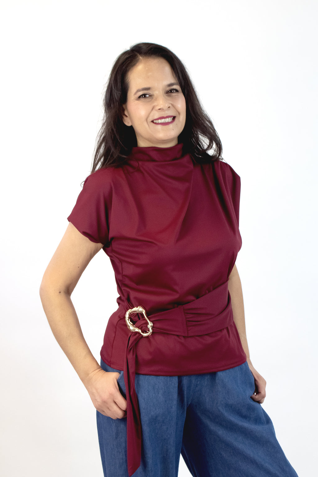 1326LCJ Blusa Hebilla Irregular Inferior