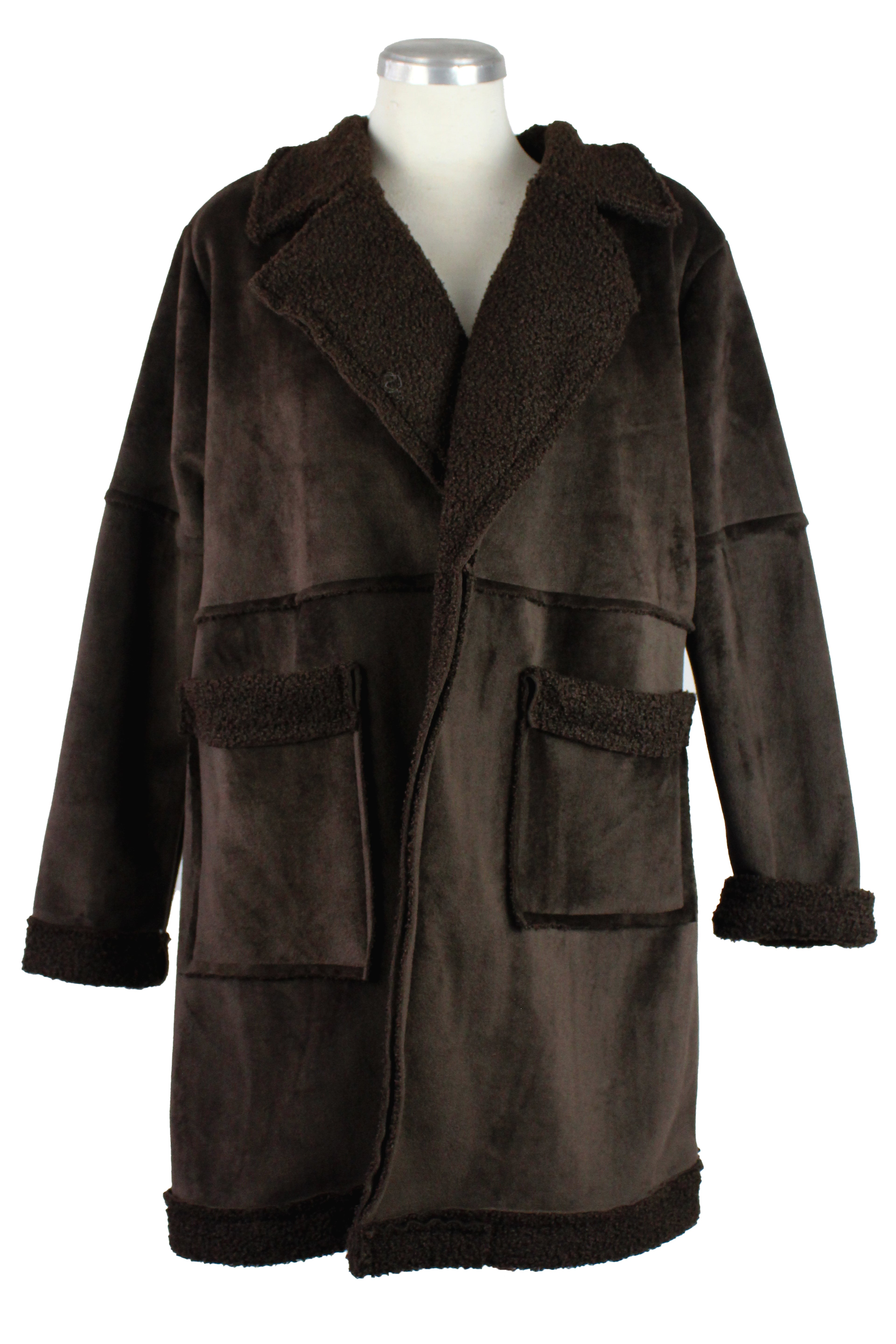 2587 Saco Abierto Largo Aborregado con Bolsos