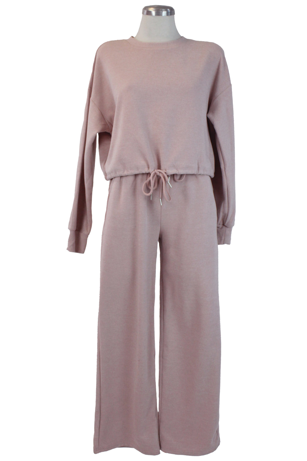 HJ-D525 Conjunto Suéter con Agujeta y Pantalón Liso