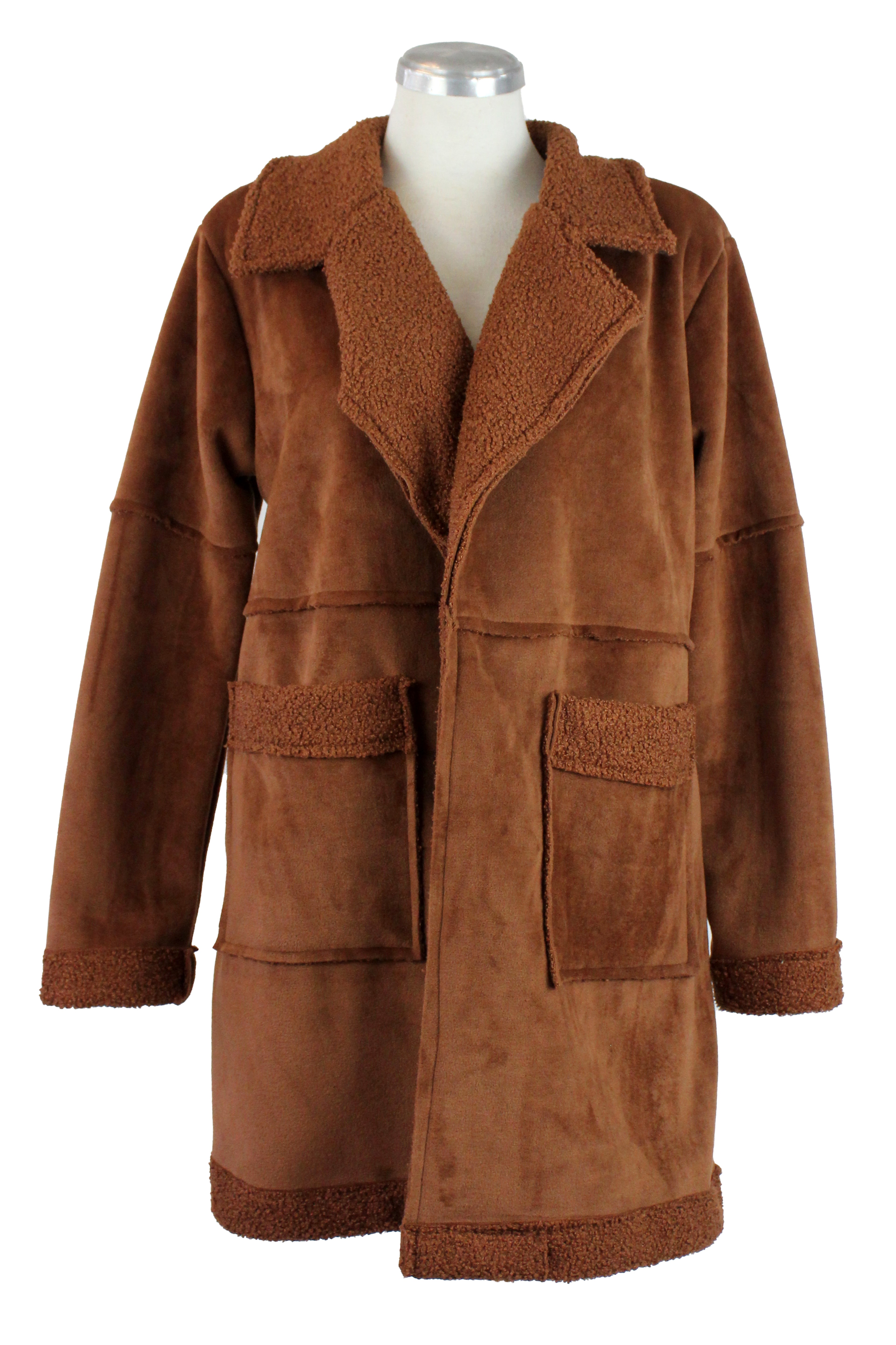 2587 Saco Abierto Largo Aborregado con Bolsos