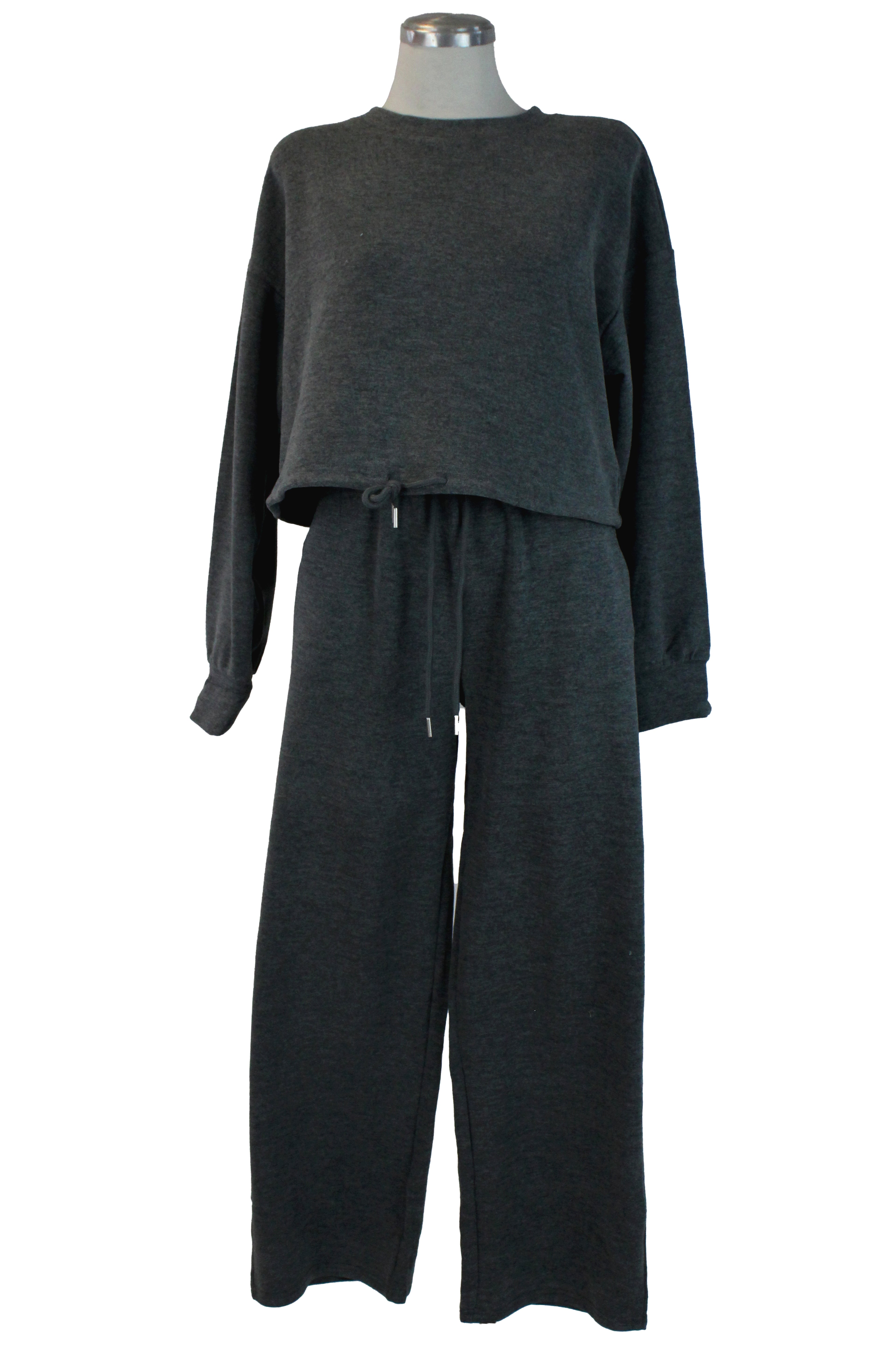 HJ-D525 Conjunto Suéter con Agujeta y Pantalón Liso