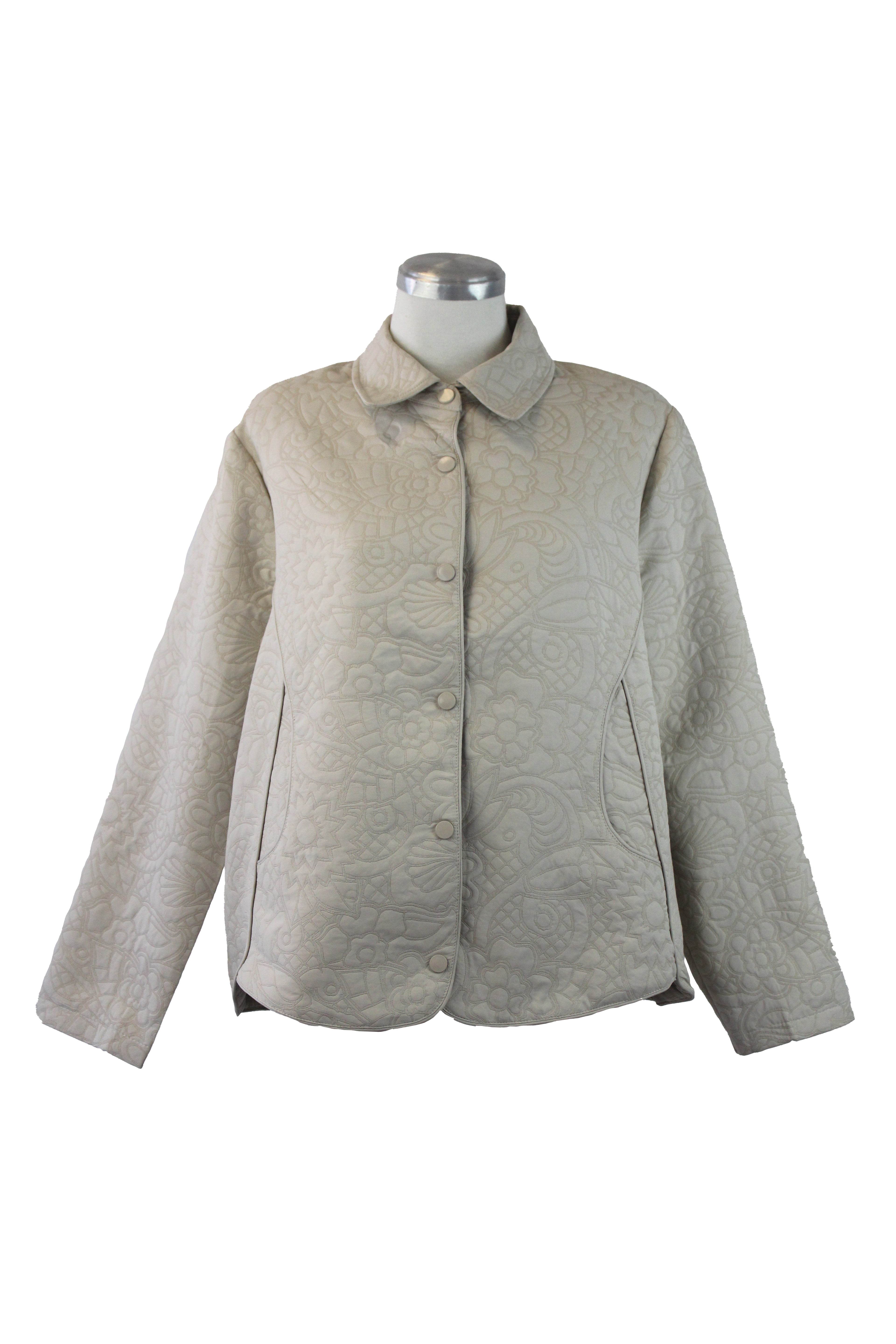 B290 Chamarra Bordado Flores Bolsa Lateral