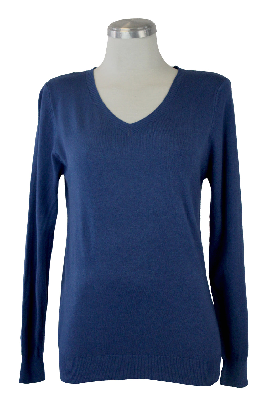 Suéter Liso Cuello V 23-6026 Bordado Cuello Y Muñeca