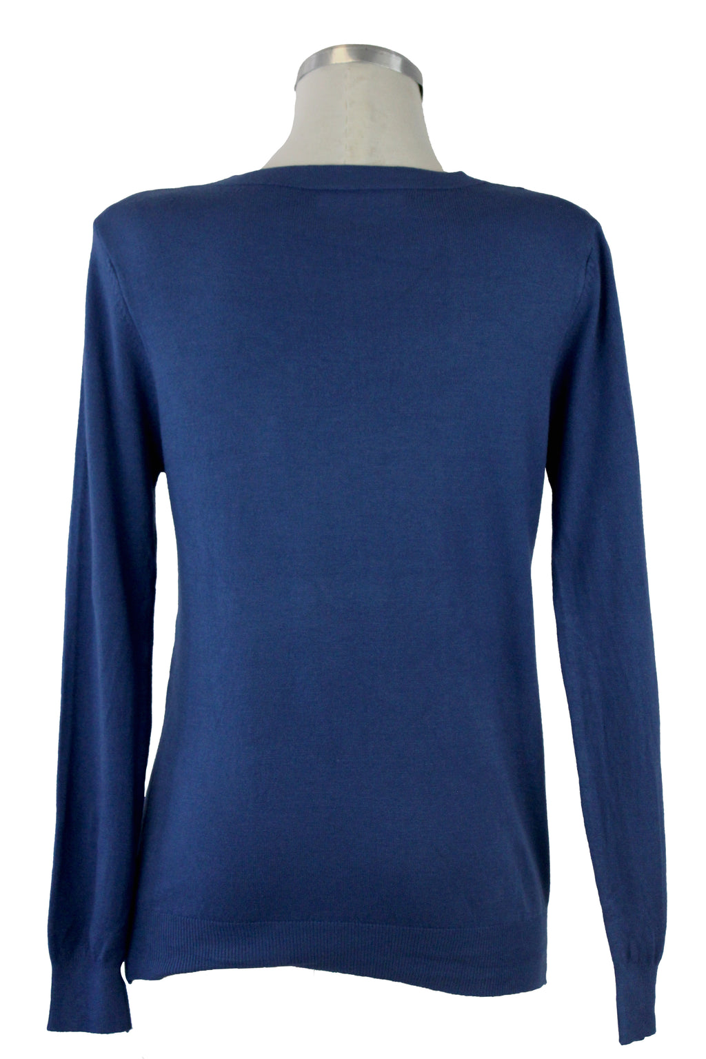 Suéter Liso Cuello V 23-6026 Bordado Cuello Y Muñeca