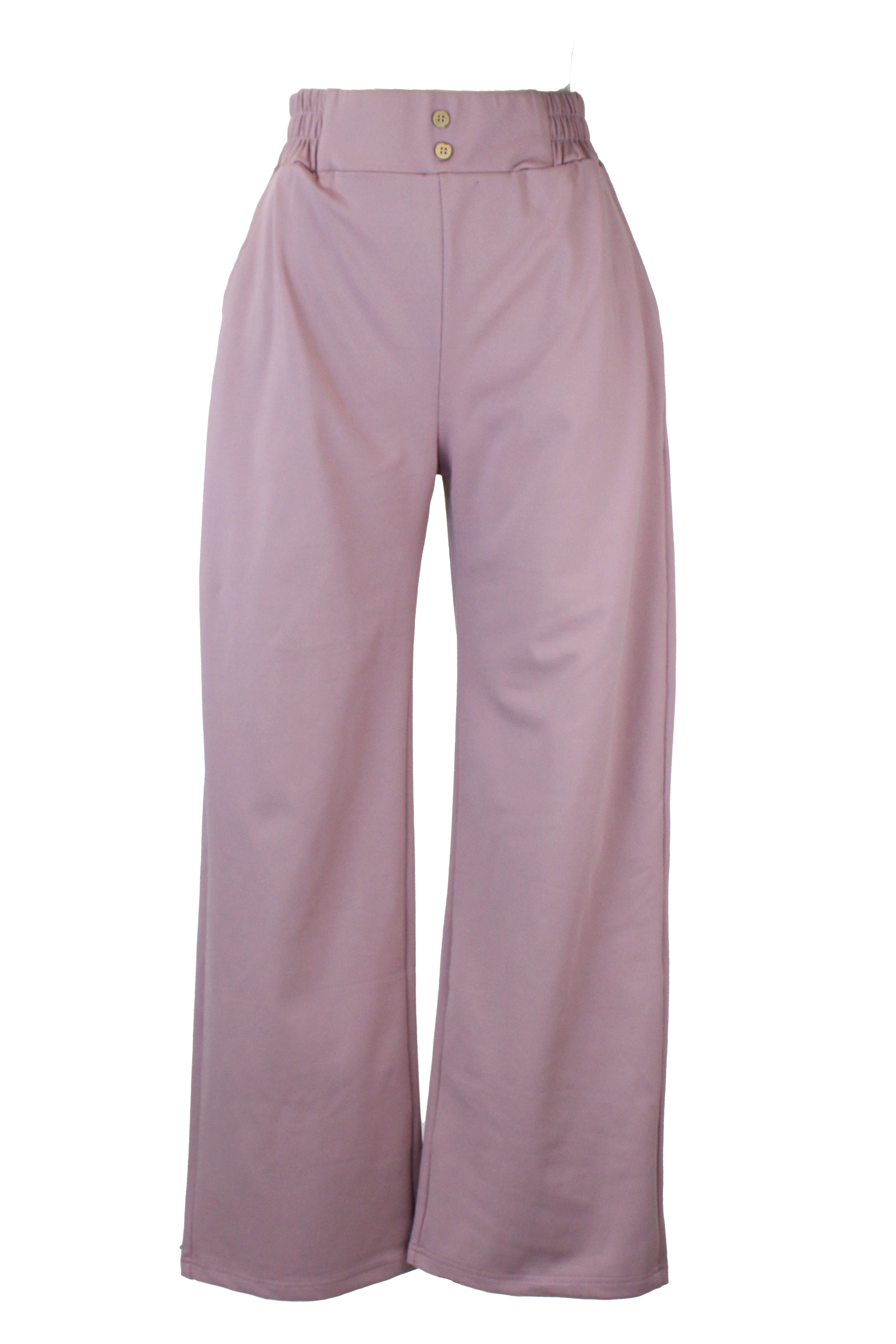 ZH-1786 Pantalon Recto con Pretina y Elastico Dos Botones Madera