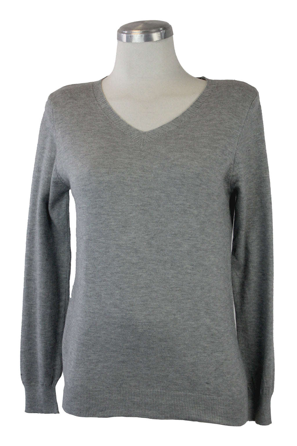 Suéter Liso Cuello V 23-6026 Bordado Cuello Y Muñeca