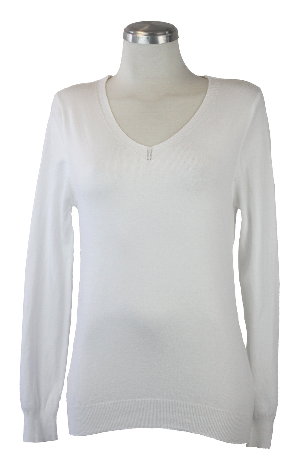 Suéter Liso Cuello V 23-6026 Bordado Cuello Y Muñeca