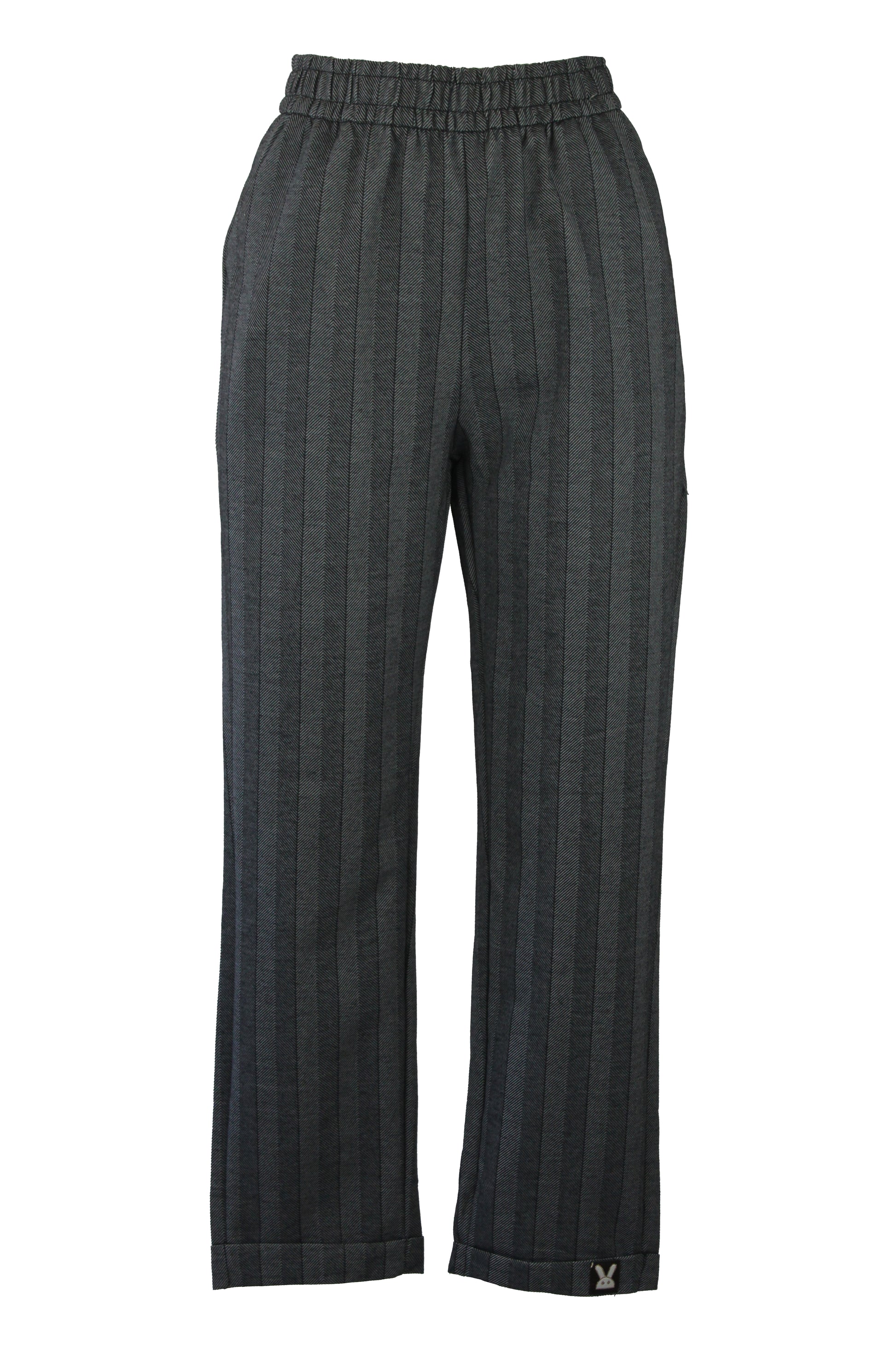 R935 Pantalón Con Elástico Estampado Líneas