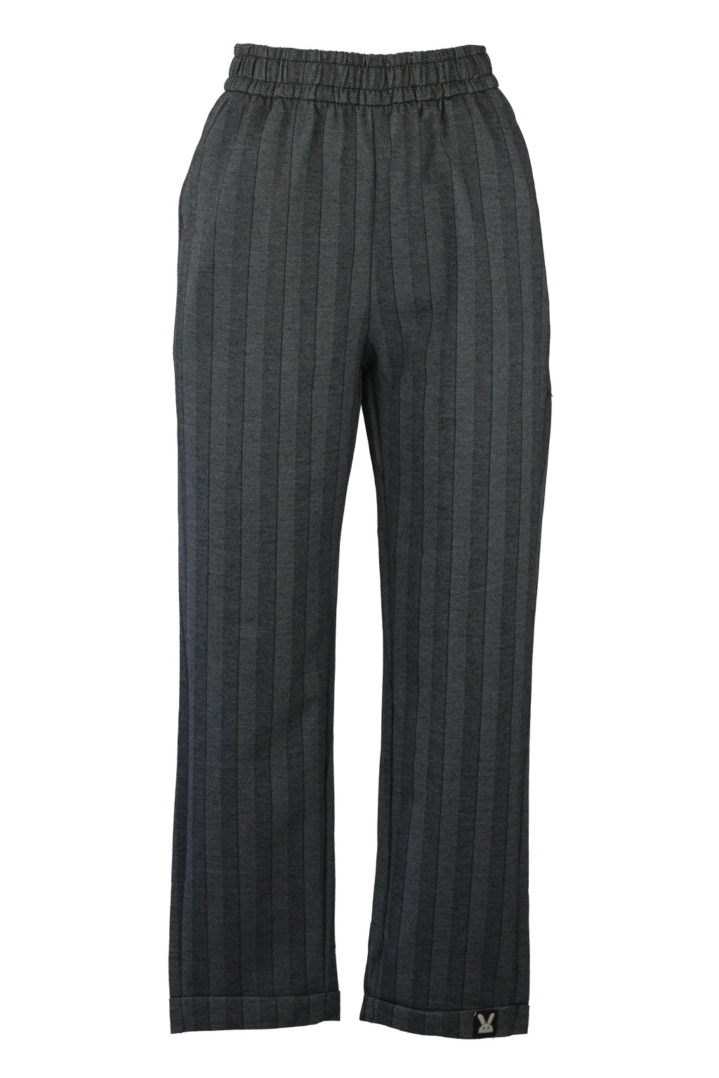 R935 Pantalón Con Elástico Estampado Líneas
