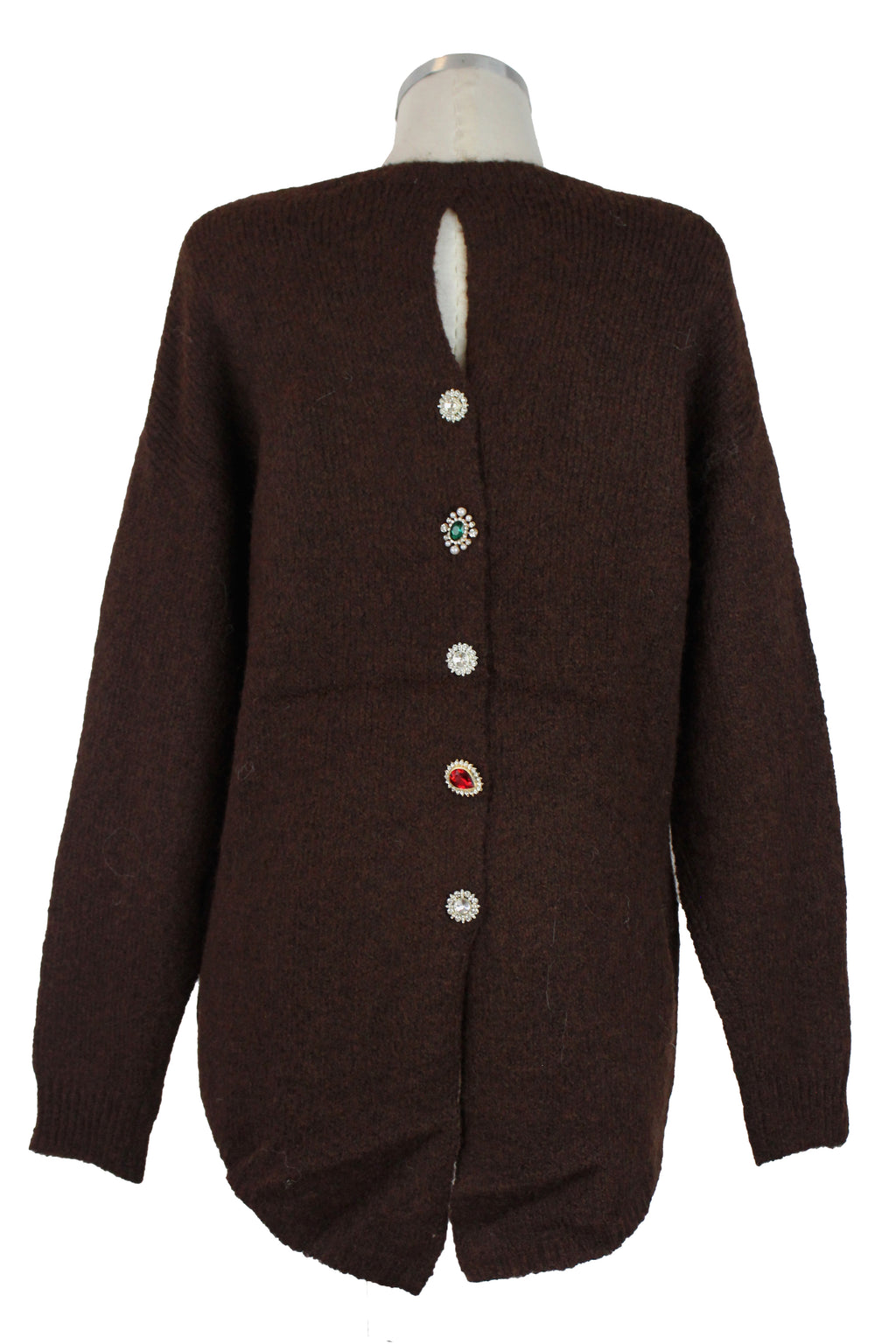 DH164 Suéter Afelpado Botones de Piedras