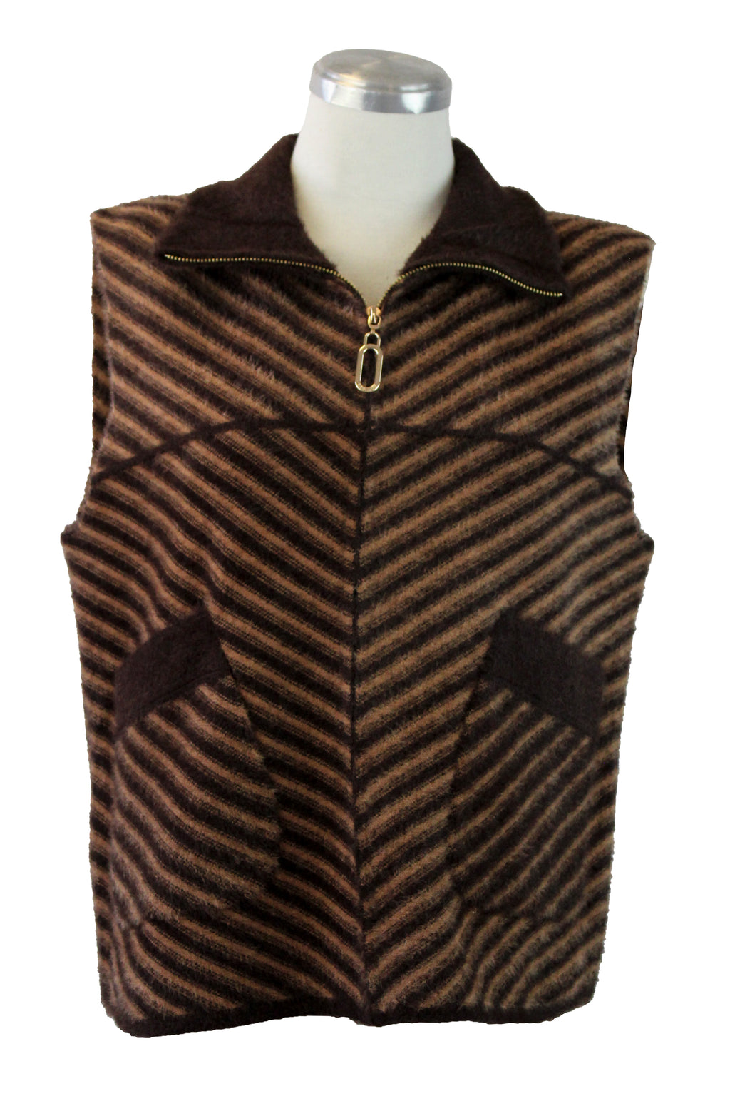 B225-1 Chaleco Líneas Afelpado Con Zipper