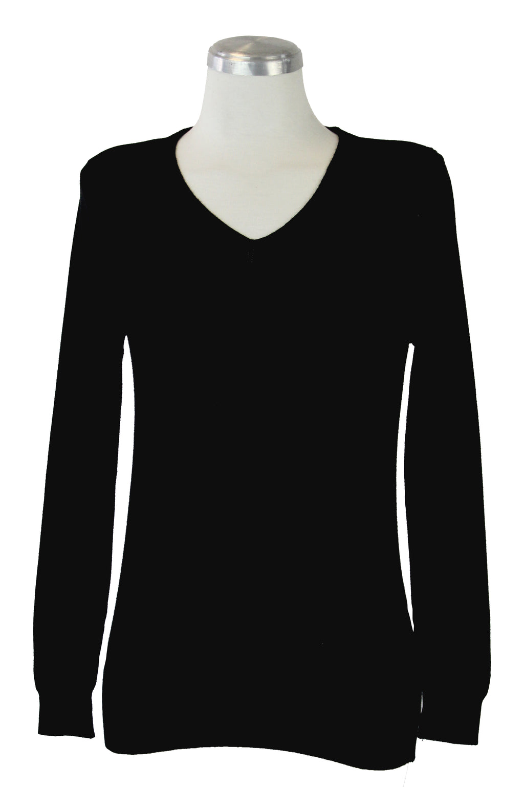 Suéter Liso Cuello V 23-6026 Bordado Cuello Y Muñeca