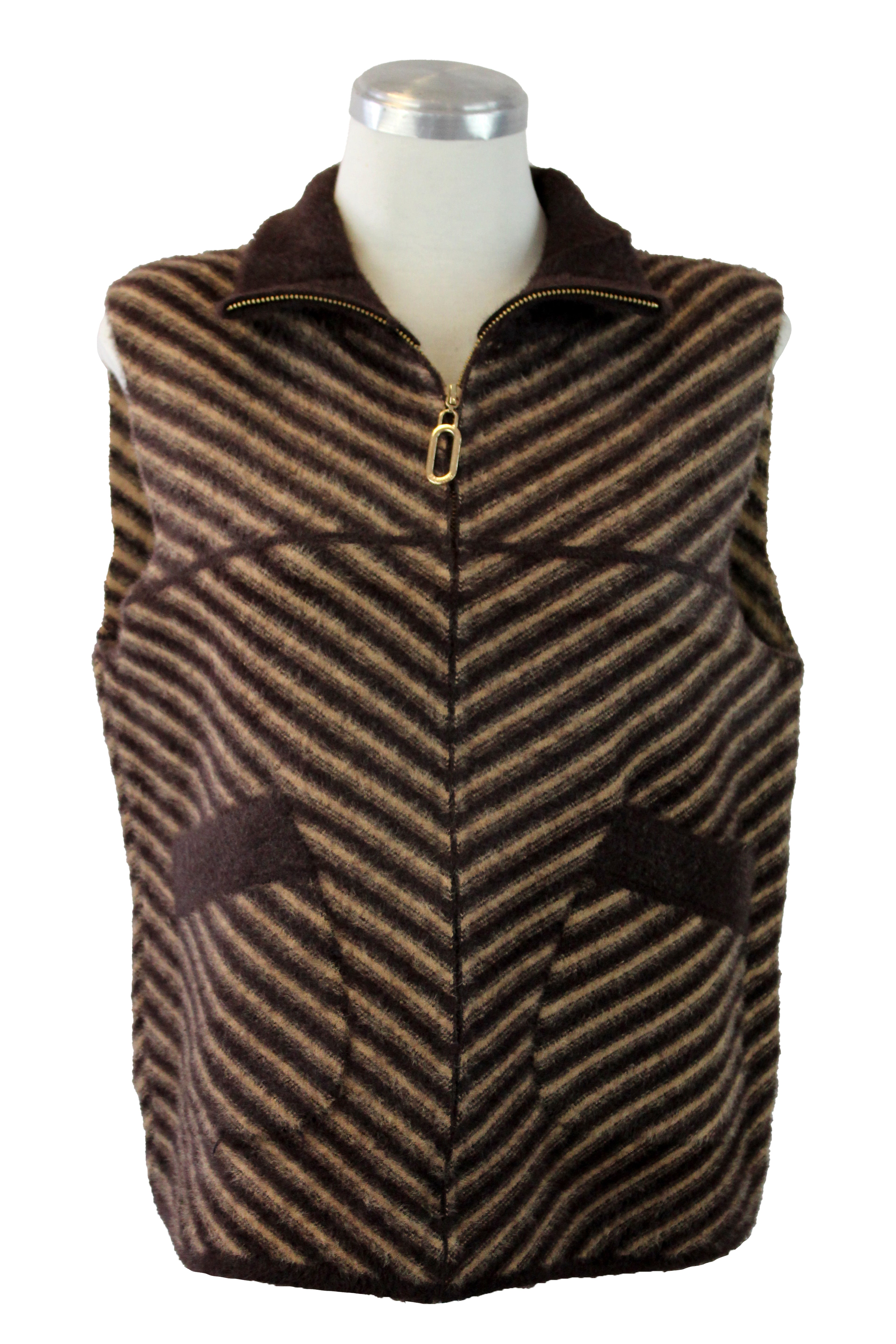 B225-1 Chaleco Líneas Afelpado Con Zipper