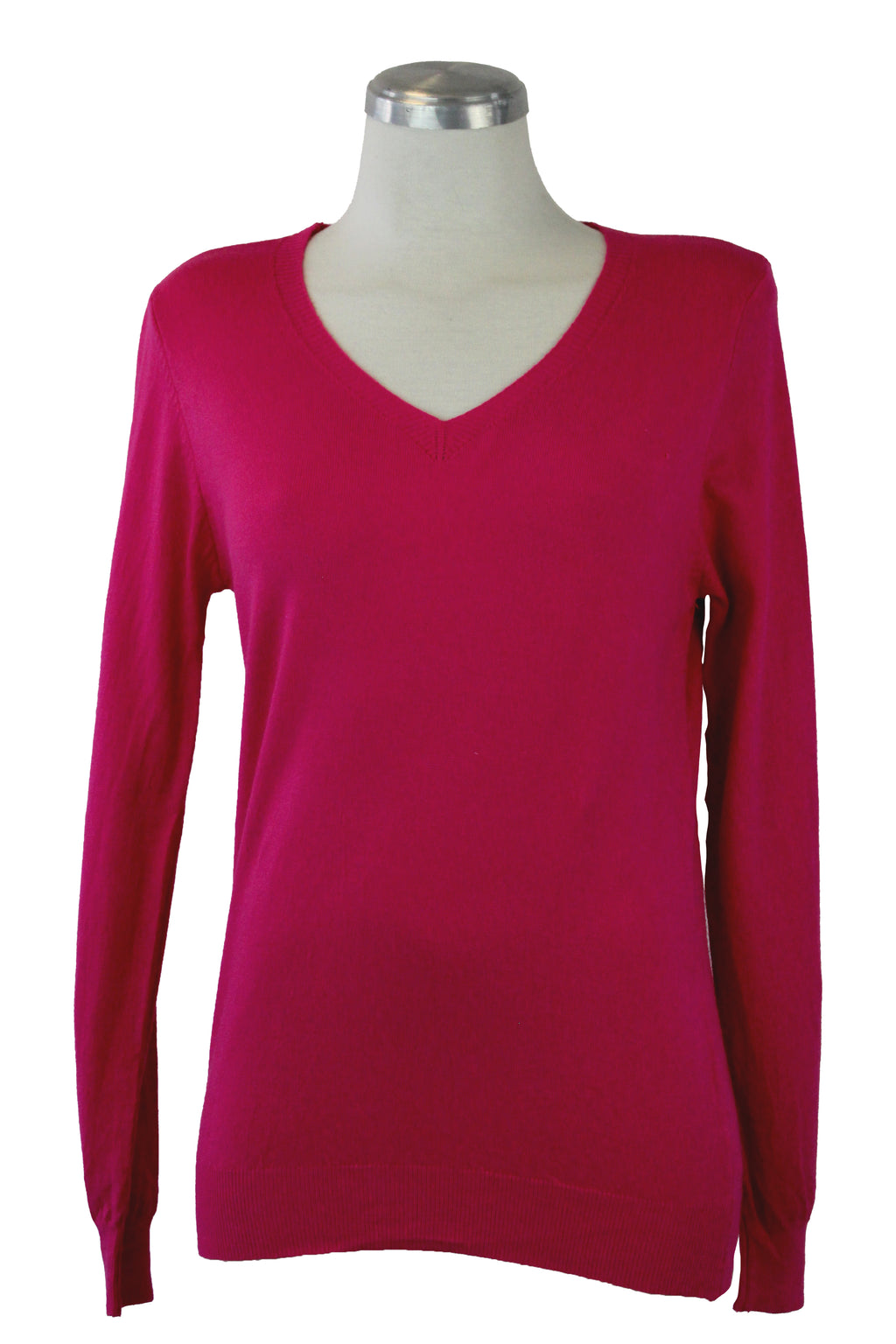 Suéter Liso Cuello V 23-6026 Bordado Cuello Y Muñeca