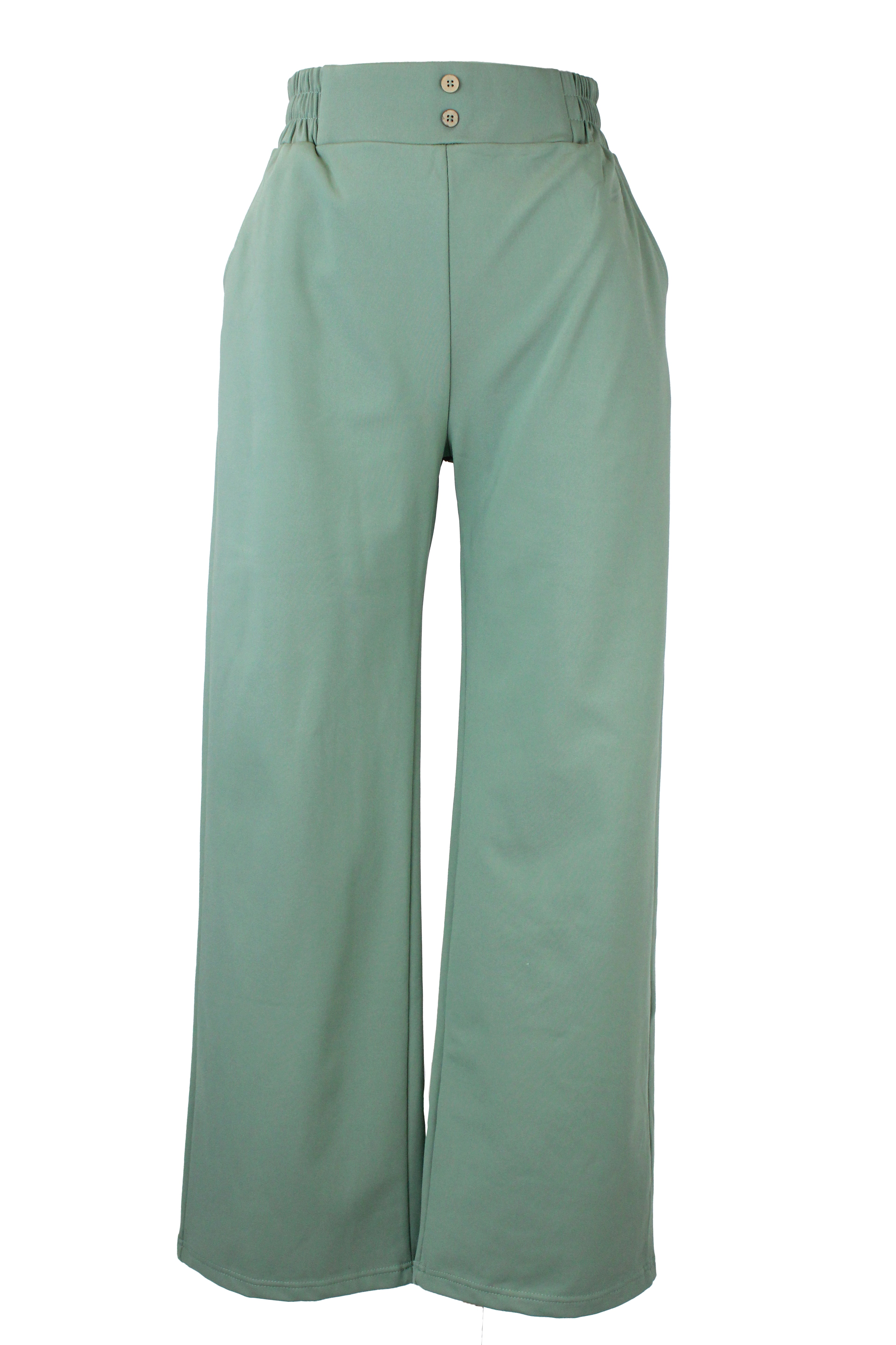 ZH-1786 Pantalon Recto con Pretina y Elastico Dos Botones Madera