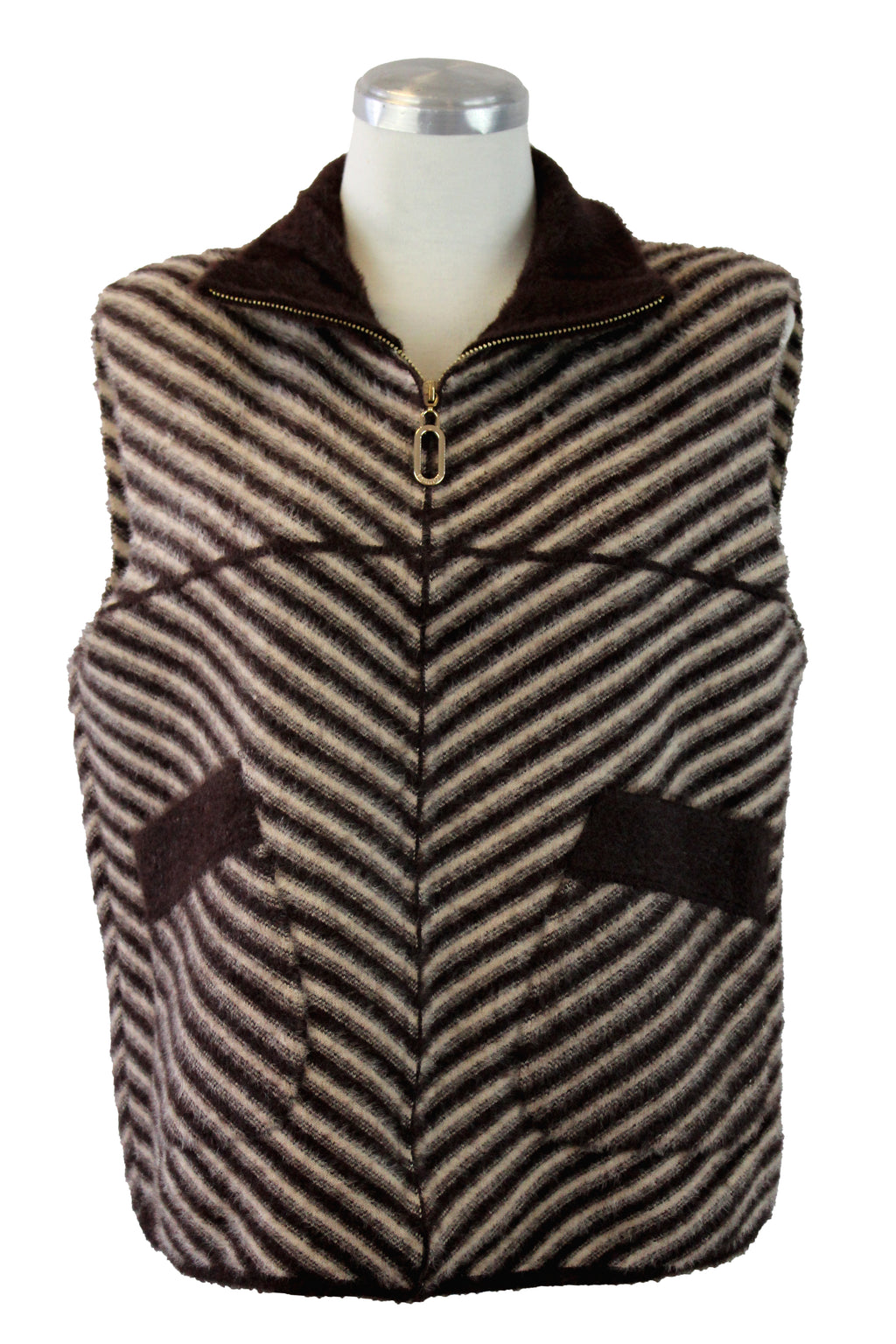 B225-1 Chaleco Líneas Afelpado Con Zipper