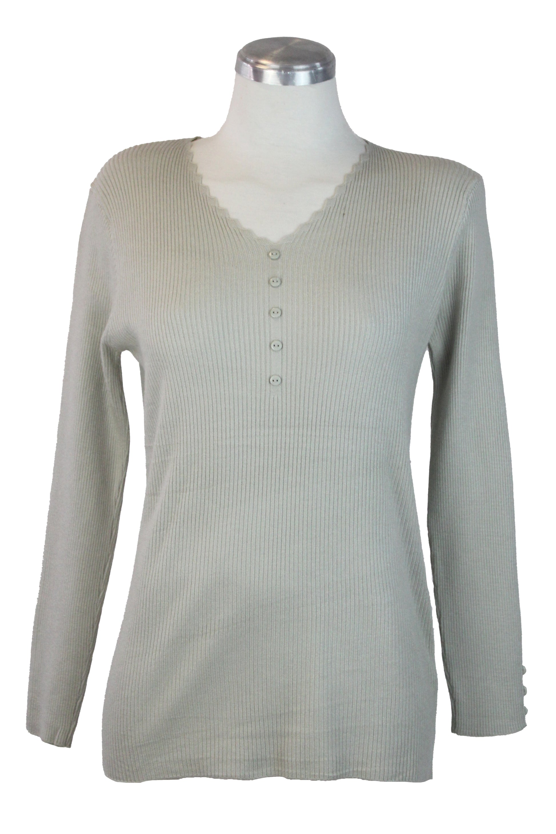 22734-0 Suéter Cuello V Con Olanes Y Botones En Pecho