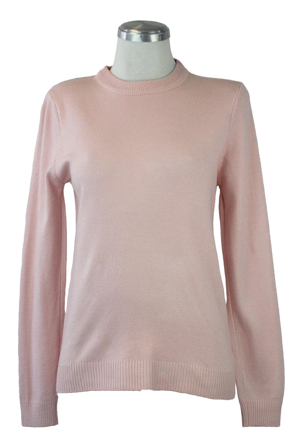 23-7095 Suéter Liso Bordado Cuello Y Muñeca