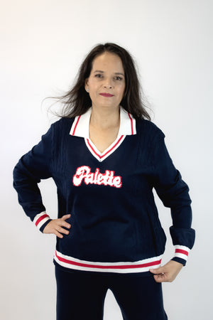 WJ-1093 Conjunto Suéter Palette con Cuello y Franjas