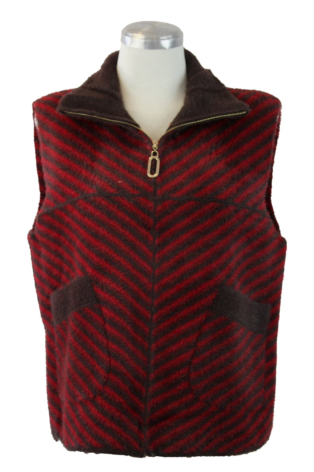 B225-1 Chaleco Líneas Afelpado Con Zipper