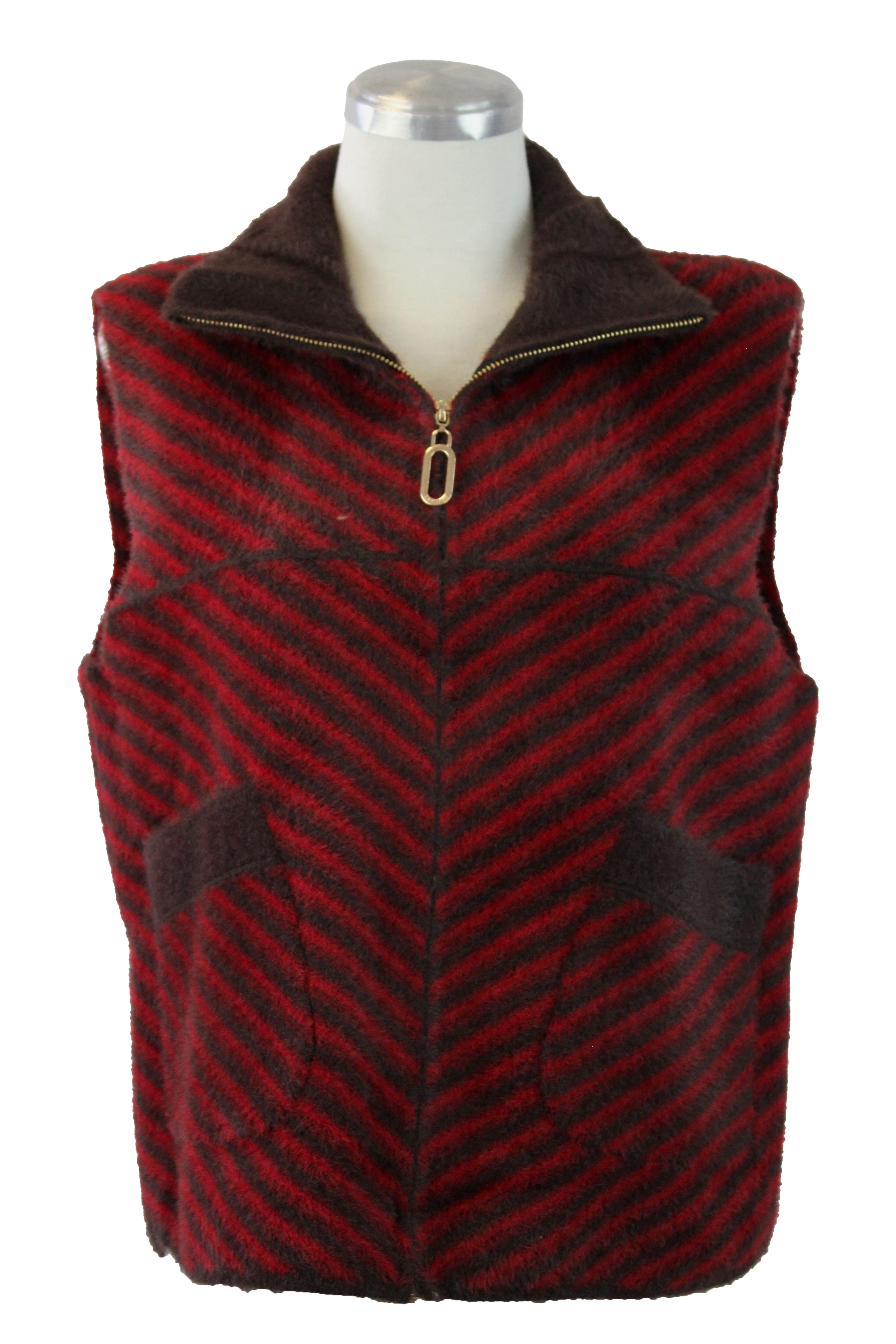 B225-1 Chaleco Líneas Afelpado Con Zipper