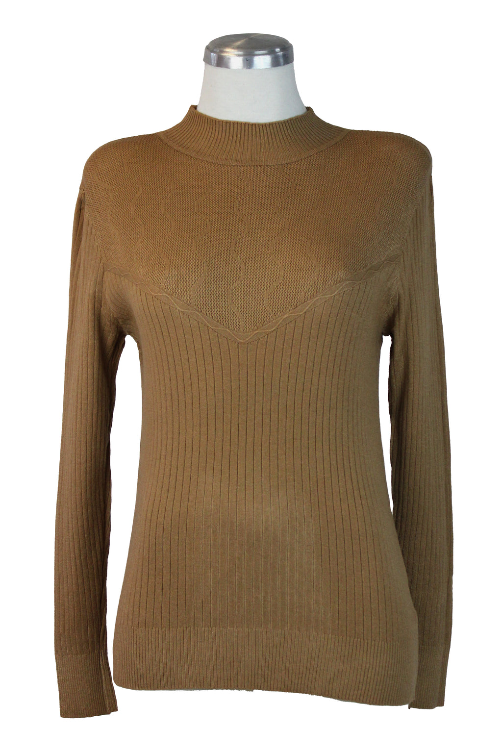 23-0048 Suéter Tejido Punto y Rayas Cuello Tortuga