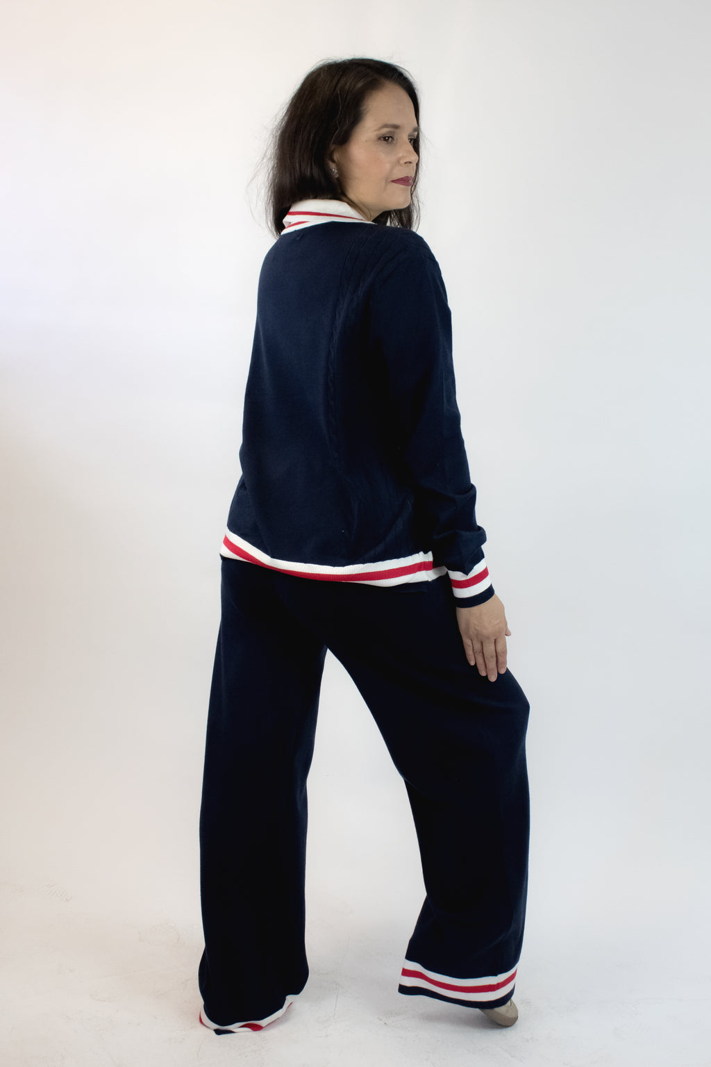 WJ-1093 Conjunto Suéter Palette con Cuello y Franjas