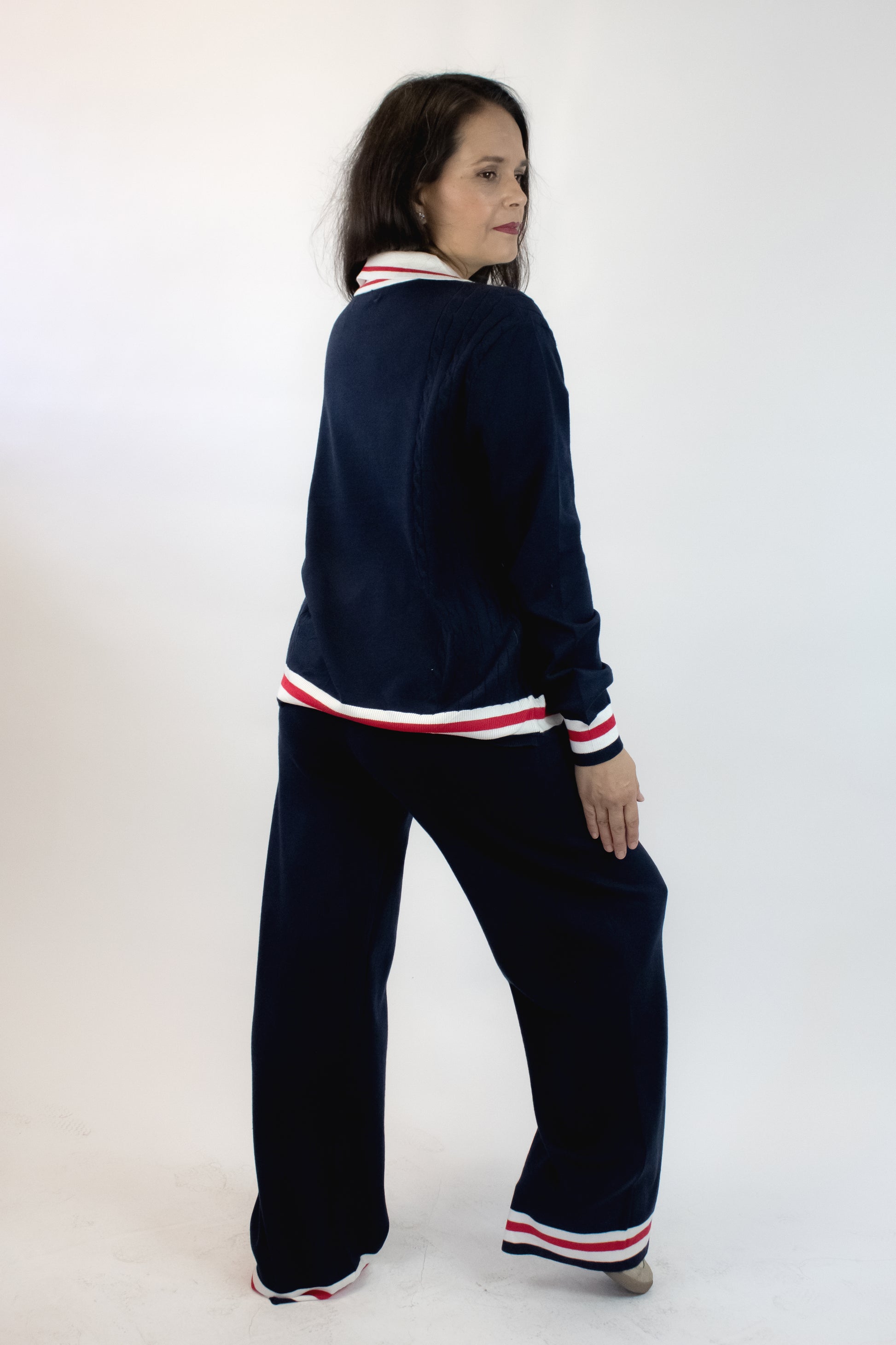 WJ-1093 Conjunto Suéter Palette con Cuello y Franjas