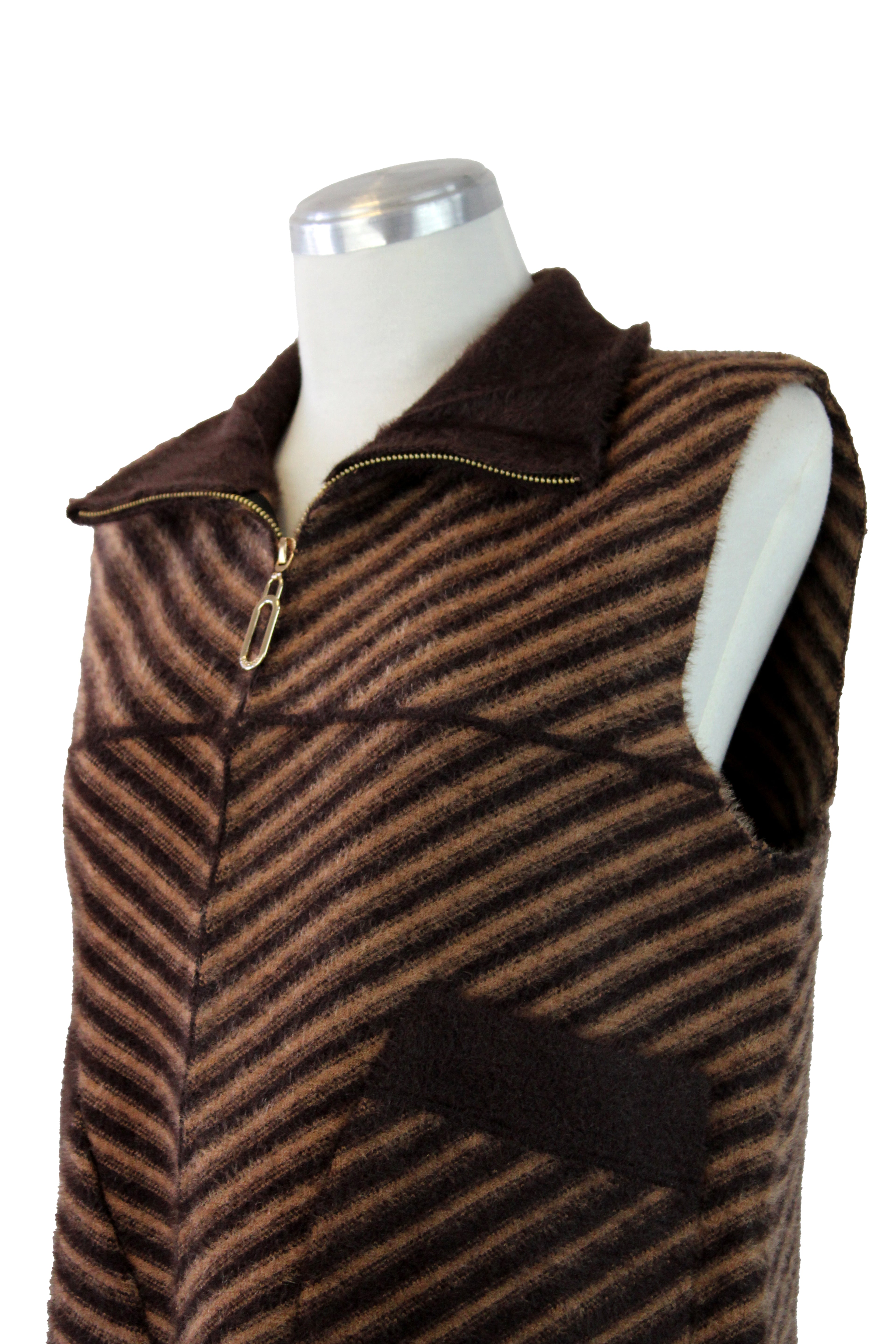 B225-1 Chaleco Líneas Afelpado Con Zipper