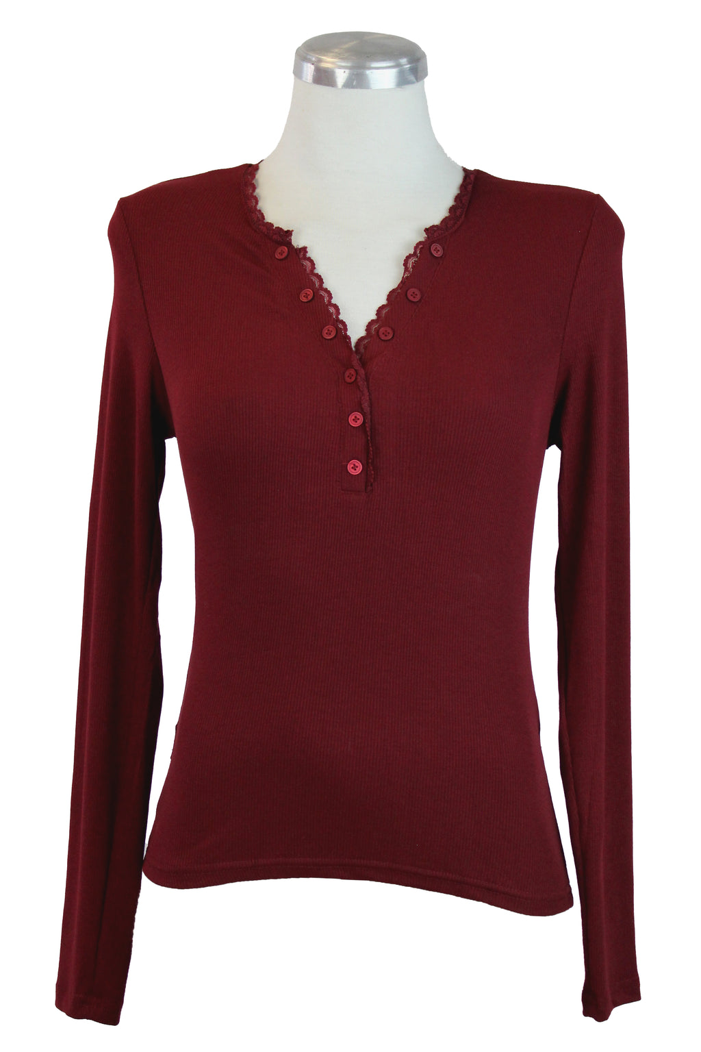 T3401 Blusa Manga Larga con Botones y Encaje