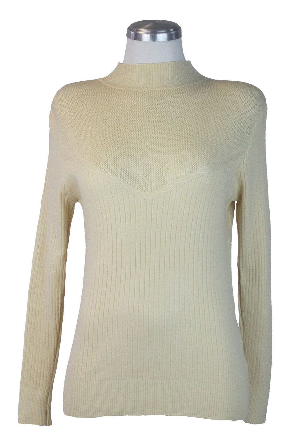 23-0048 Suéter Tejido Punto y Rayas Cuello Tortuga