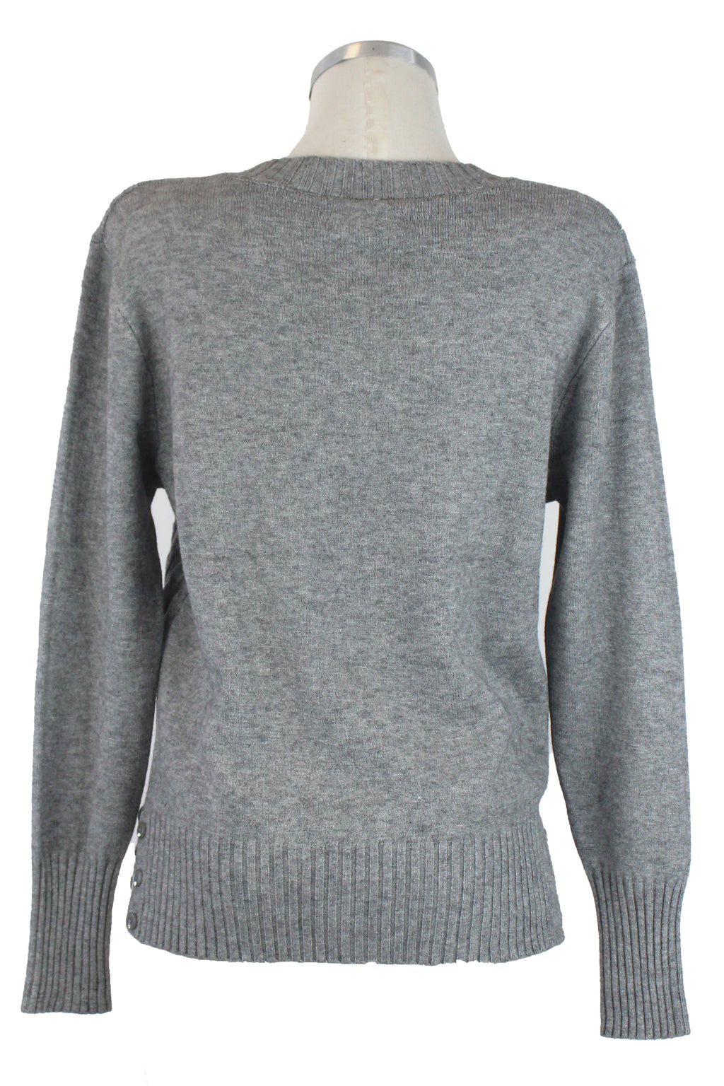 M17308A Suéter Trenzado Cuello V Botones Inferiores