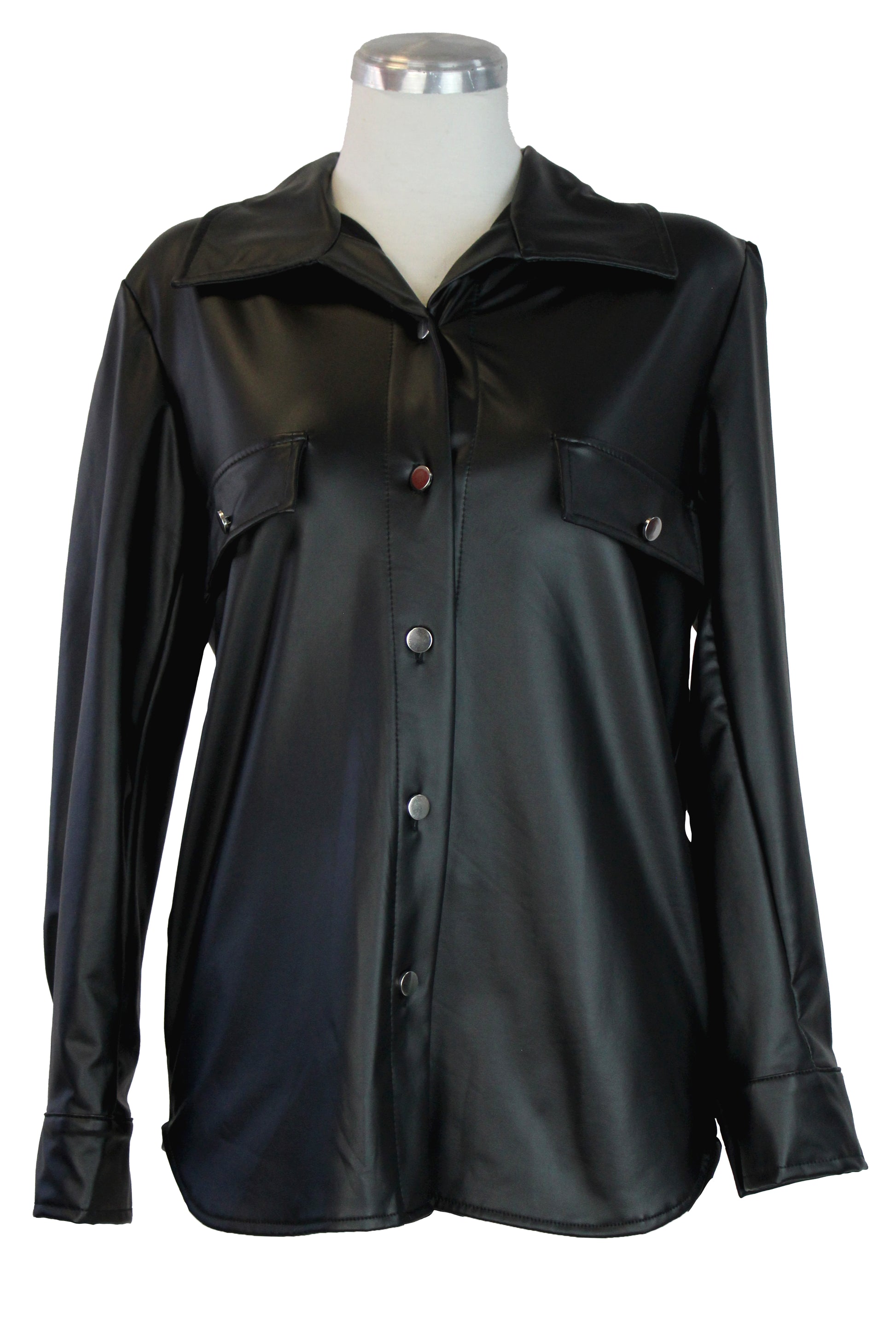 LK02909 Sobrecamisa Vinipiel  con 2 Bolsas Boton Plata