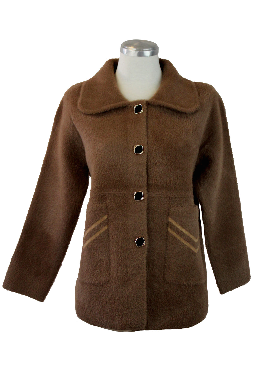 B256 Saco Afelpado Con Botón Negro