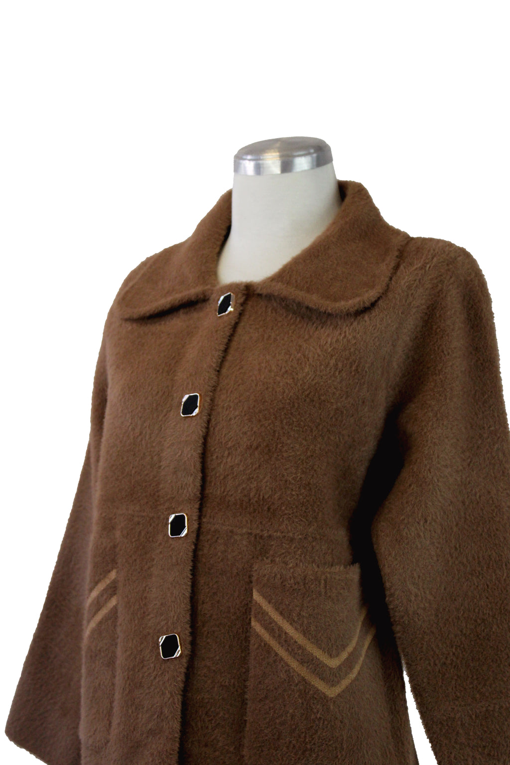 B256 Saco Afelpado Con Botón Negro