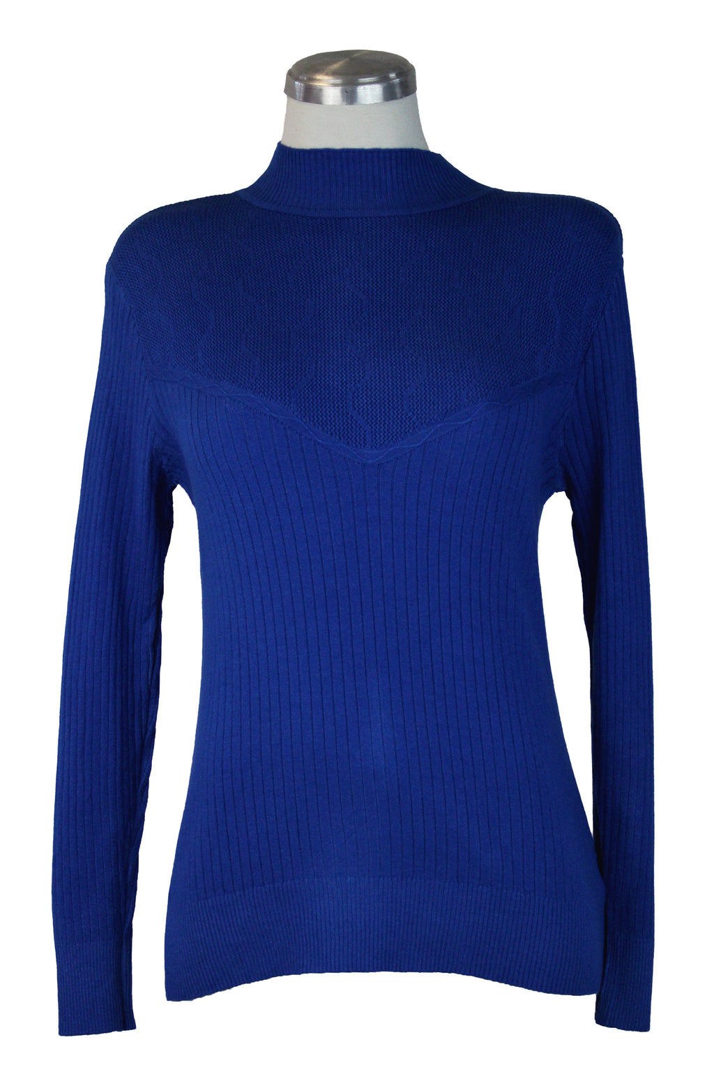 23-0048 Suéter Tejido Punto y Rayas Cuello Tortuga