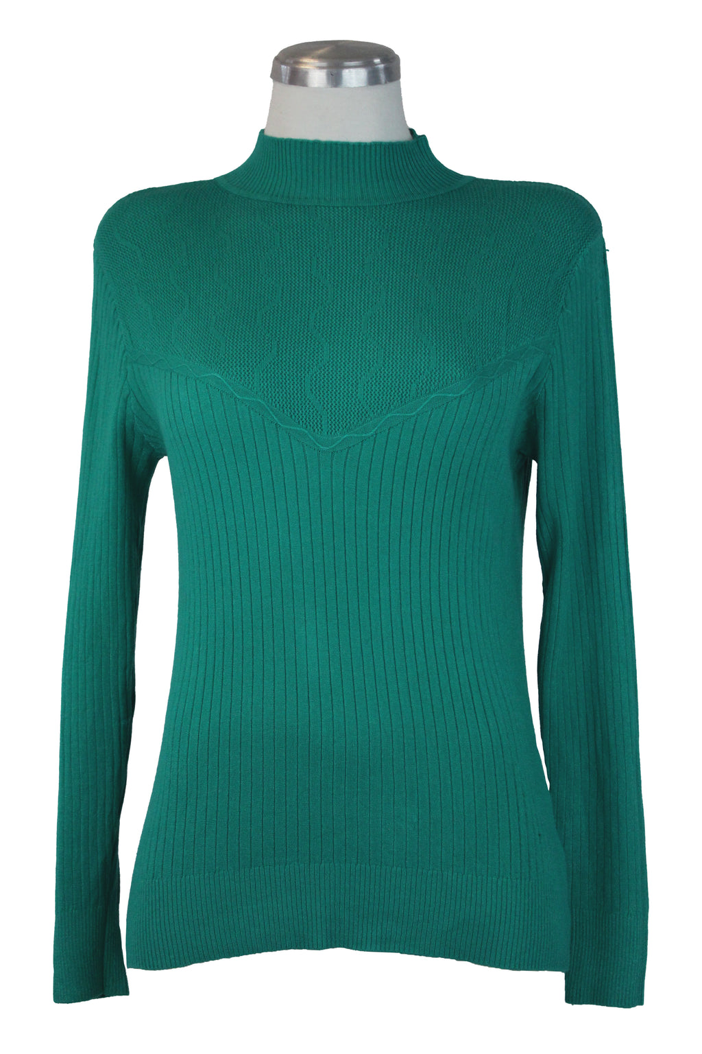 23-0048 Suéter Tejido Punto y Rayas Cuello Tortuga