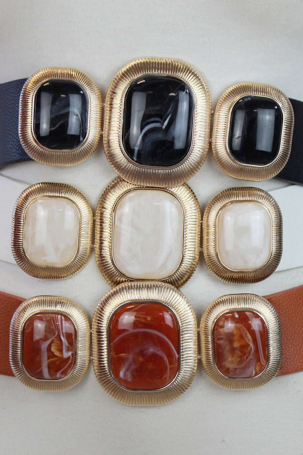 TTB-87 Cinto con Elástico Hebilla Tris Piedras Marmoleadas