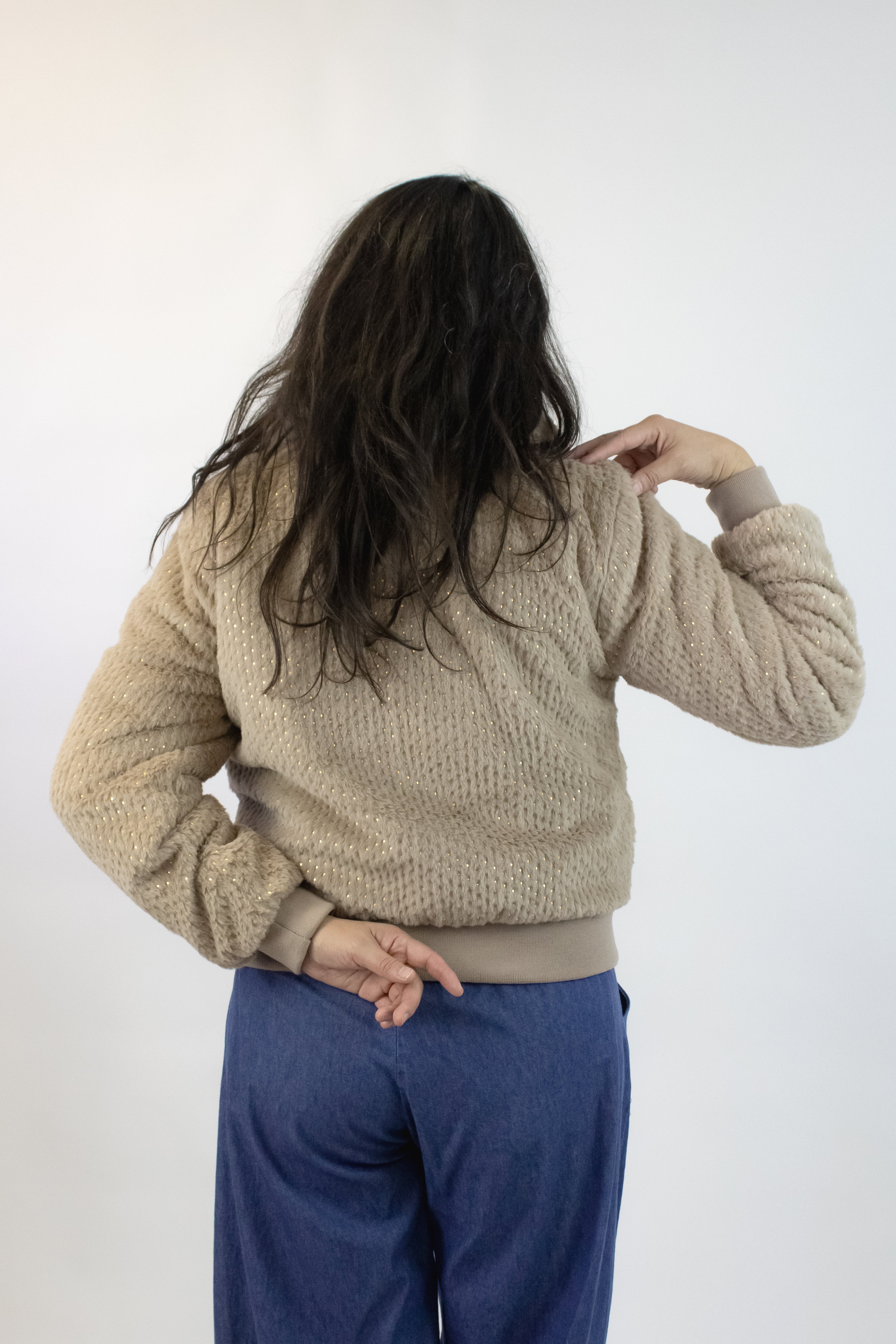 MXT24158F Chamarra Afelpada con Brillos