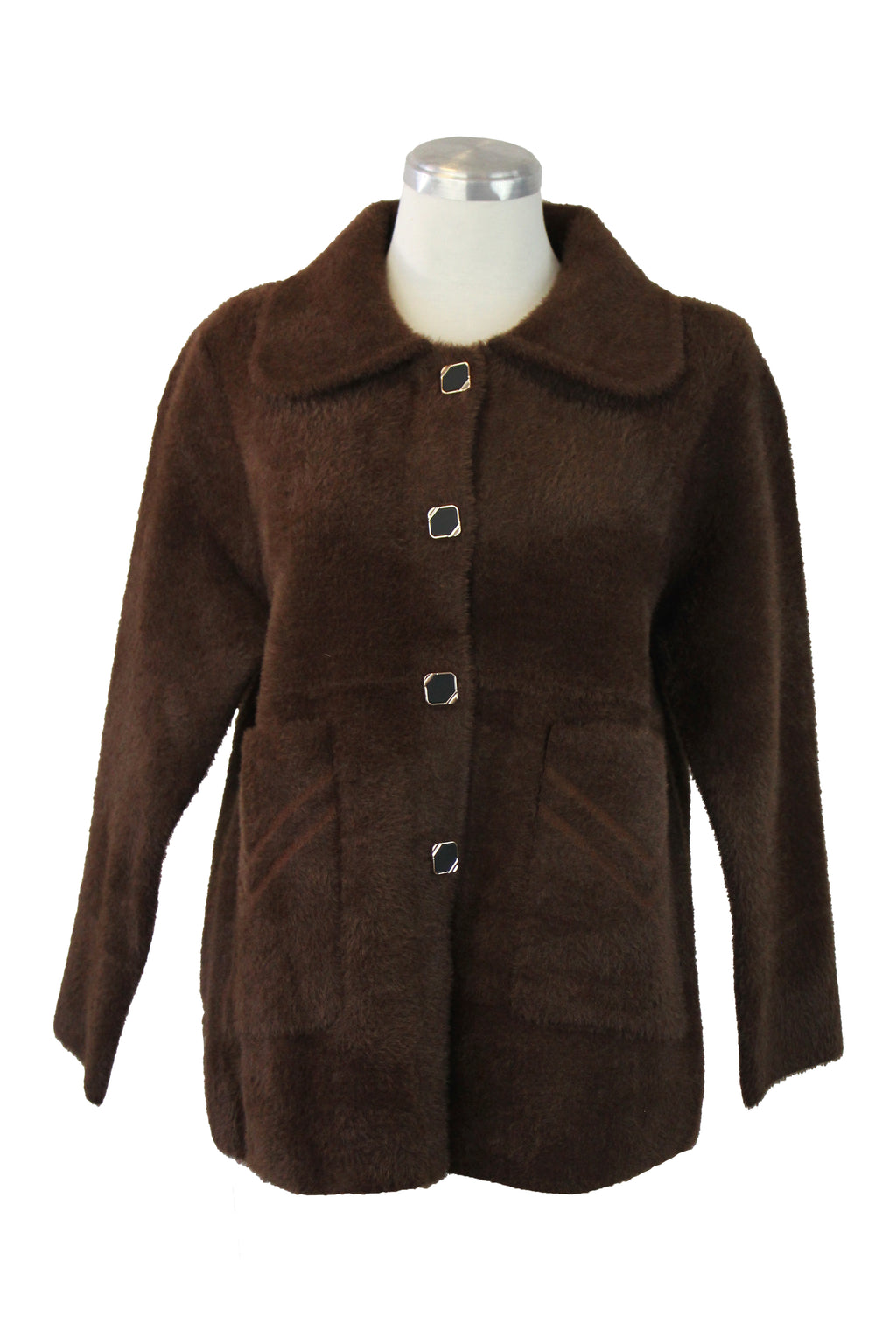 B256 Saco Afelpado Con Botón Negro