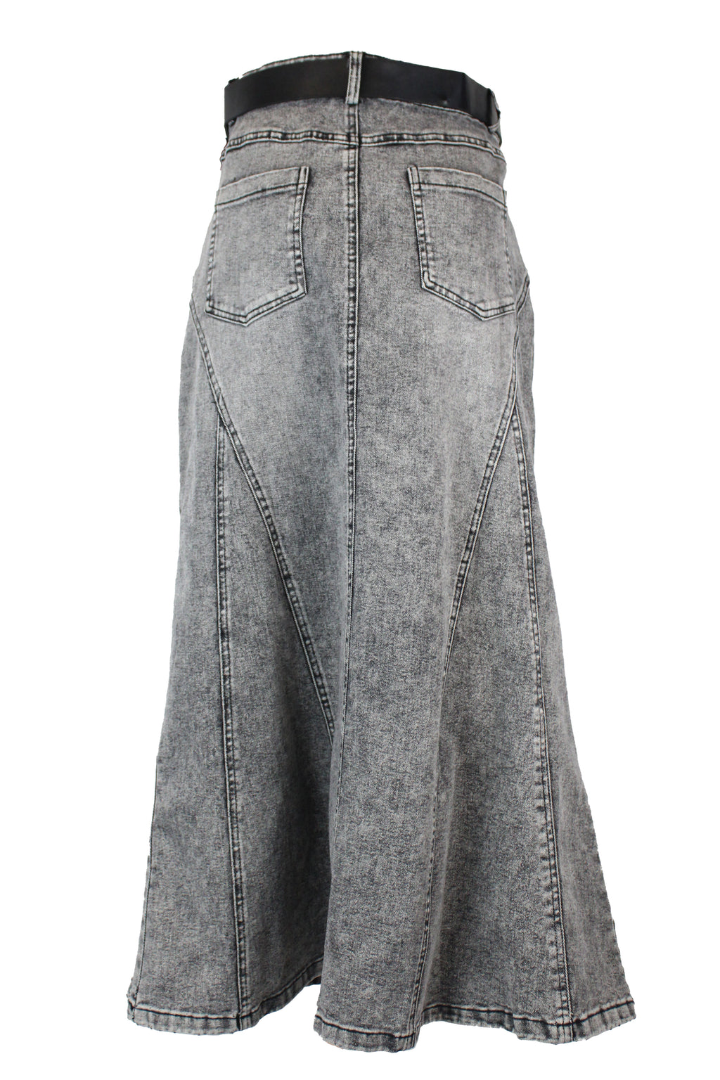 T3768 Falda Curveada Cinto Hebilla Floreada