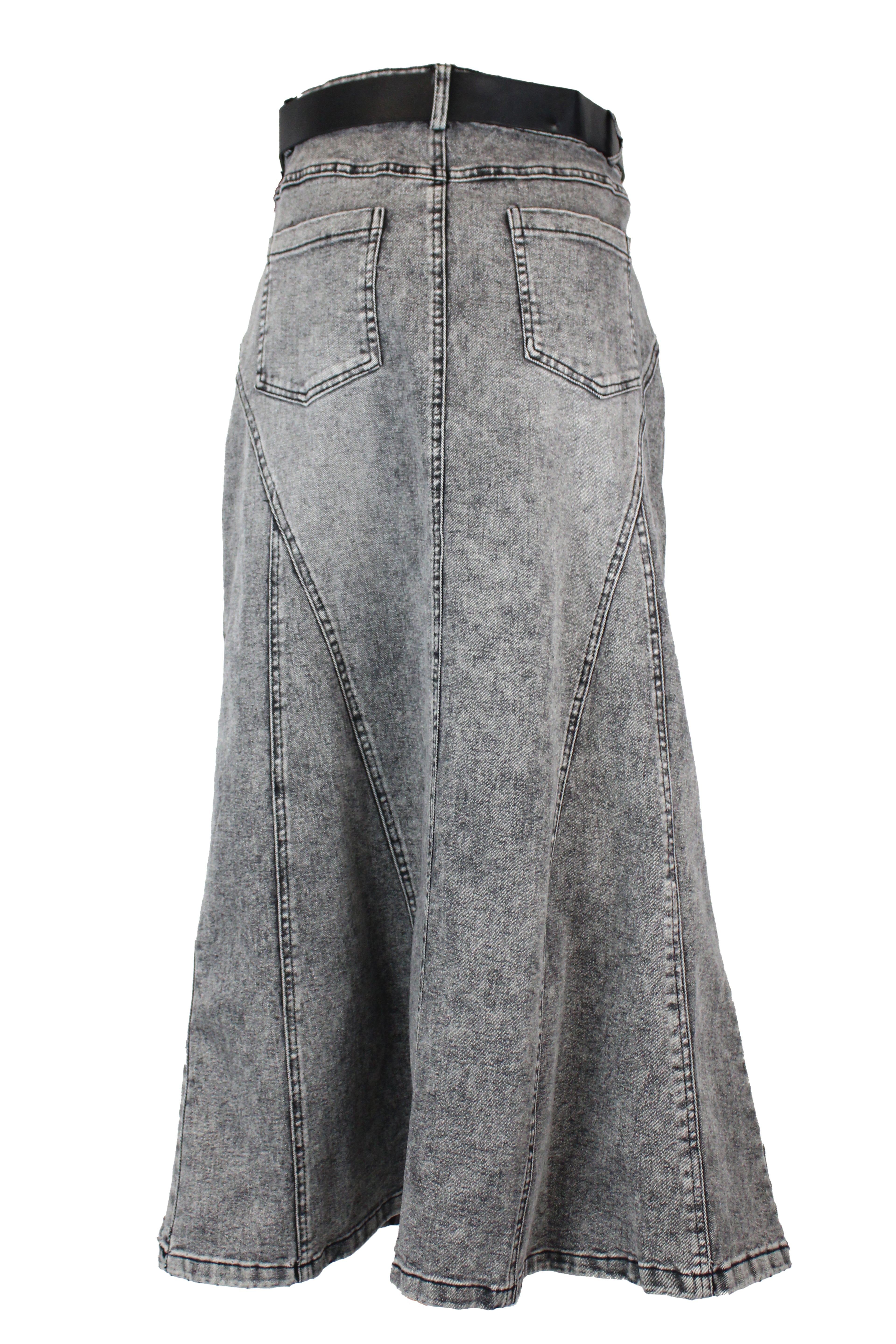 T3768 Falda Curveada Cinto Hebilla Floreada