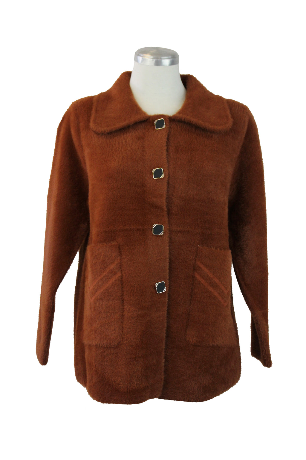 B256 Saco Afelpado Con Botón Negro