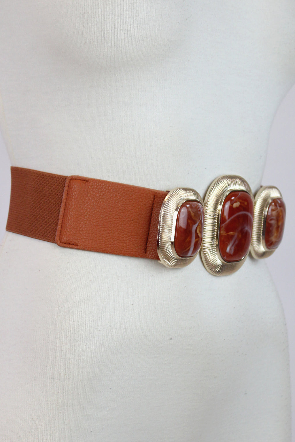 TTB-87 Cinto con Elástico Hebilla Tris Piedras Marmoleadas