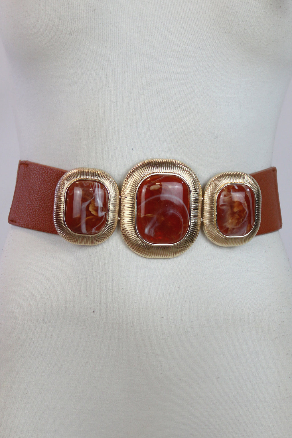 TTB-87 Cinto con Elástico Hebilla Tris Piedras Marmoleadas