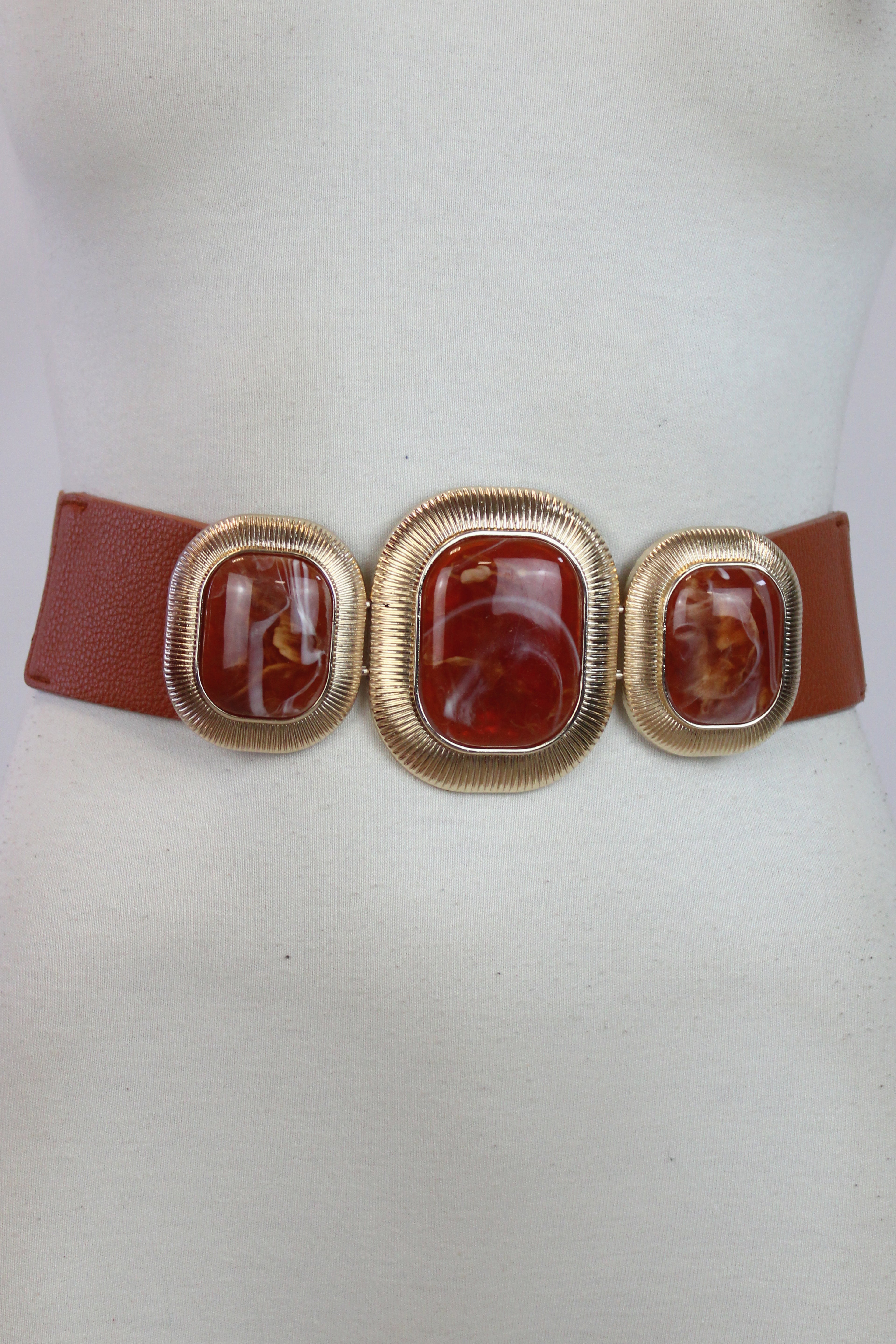 TTB-87 Cinto con Elástico Hebilla Tris Piedras Marmoleadas