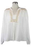 E373 Camisa Cuello Bordado Con Botones