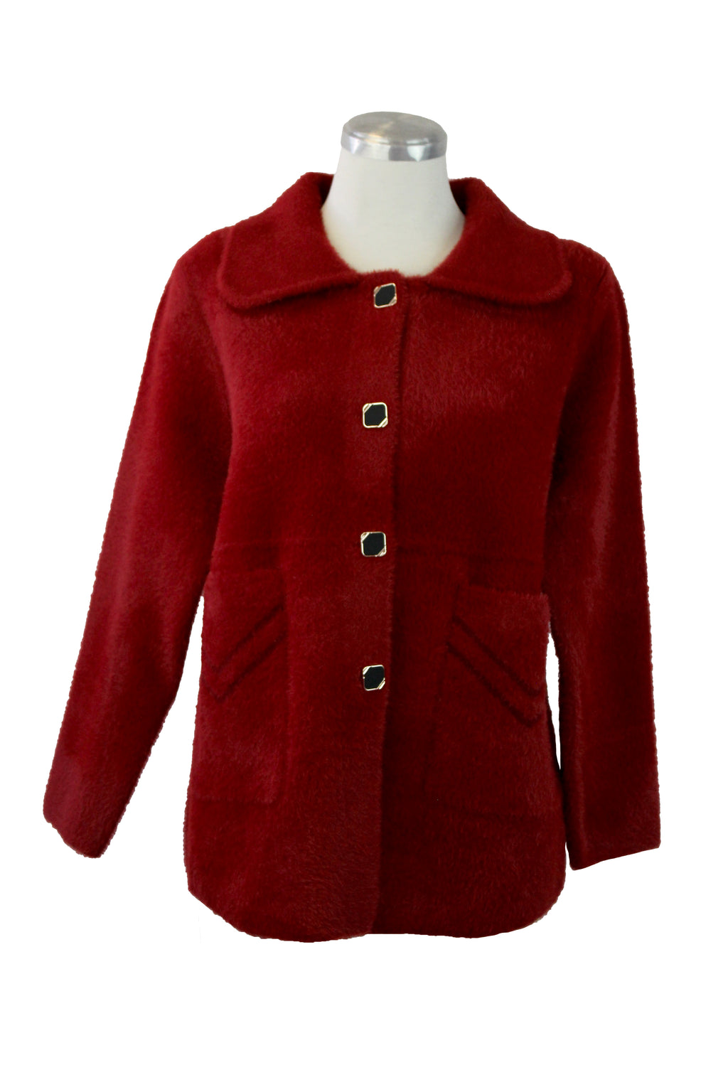 B256 Saco Afelpado Con Botón Negro