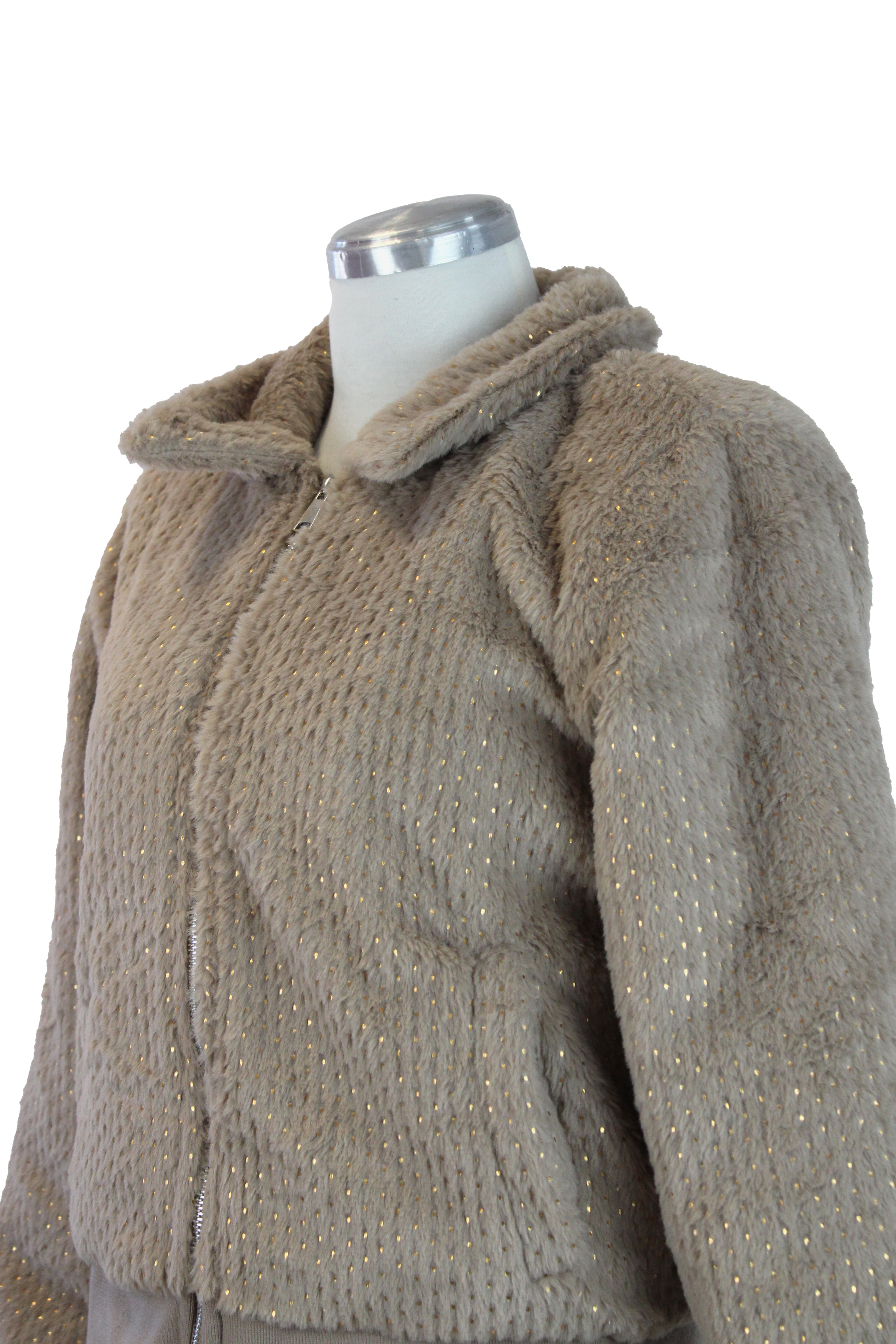 MXT24158F Chamarra Afelpada con Brillos