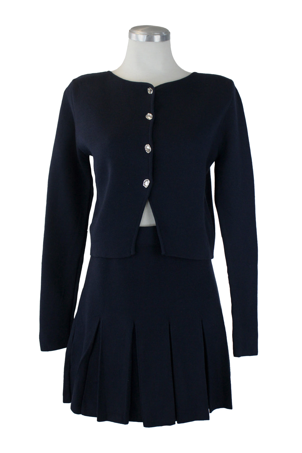 H865 Conjunto con Falda Tipo Suéter Botones Irregulares